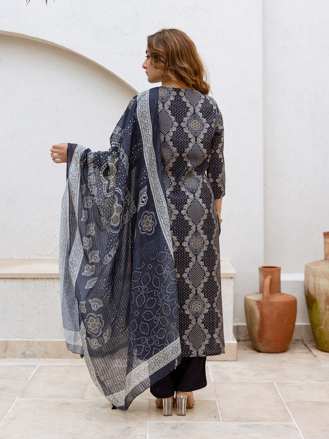 Soft Modal Zari BLUE Printed Straight Kurta sets Straight Bottom Soft Cotton Printed Dupatta Abstract Print