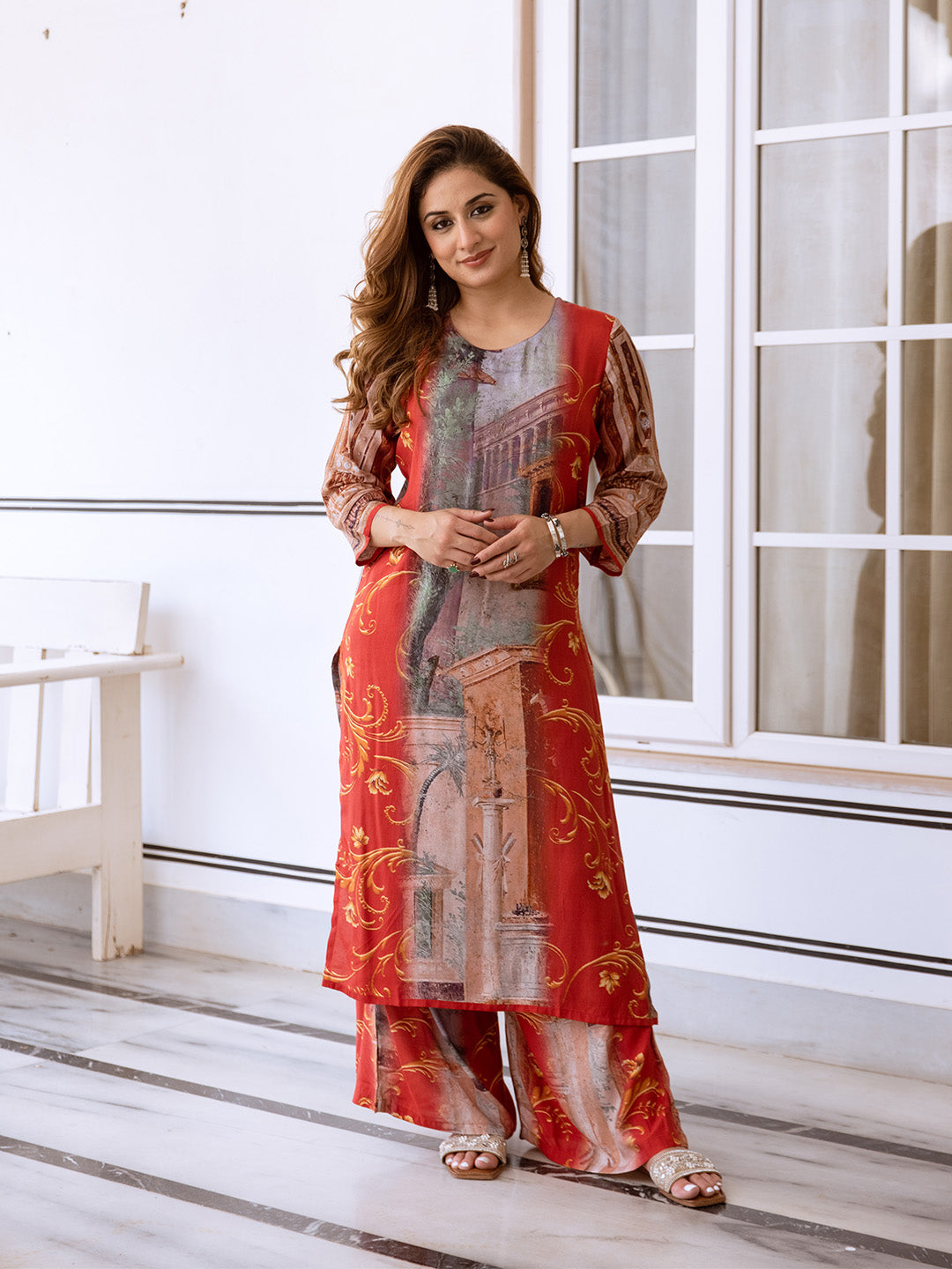 ISHIN Women Multi TISSUE SHIMMER 2pcs kurta set