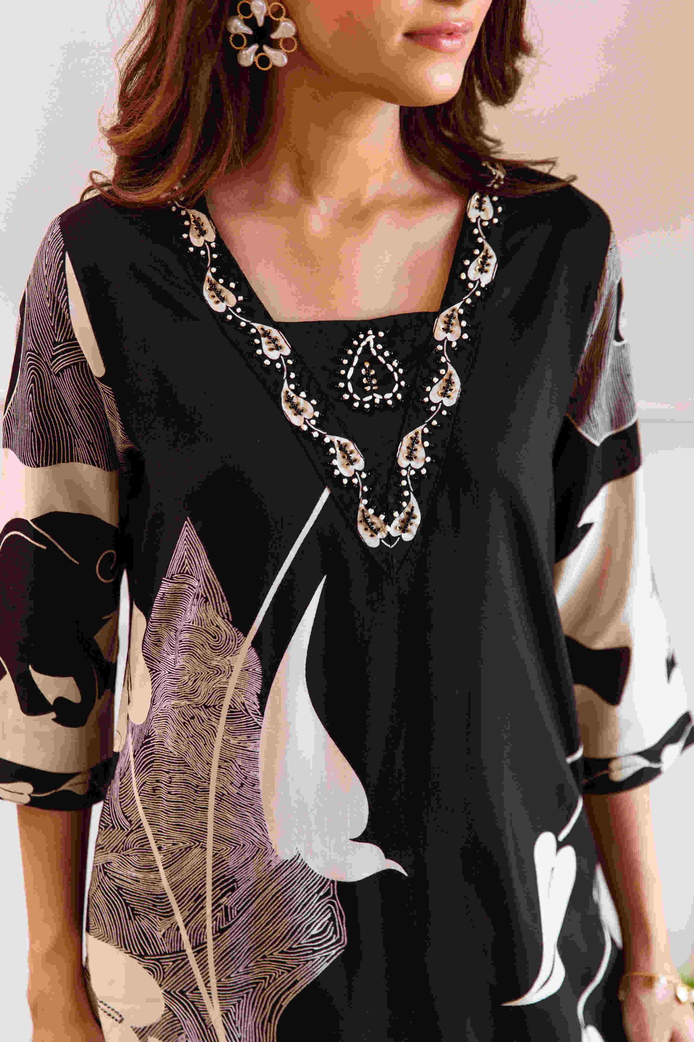 Comfy Black  Rayon Bold Printed A-Line Kurta Set With Palazzo Bottom