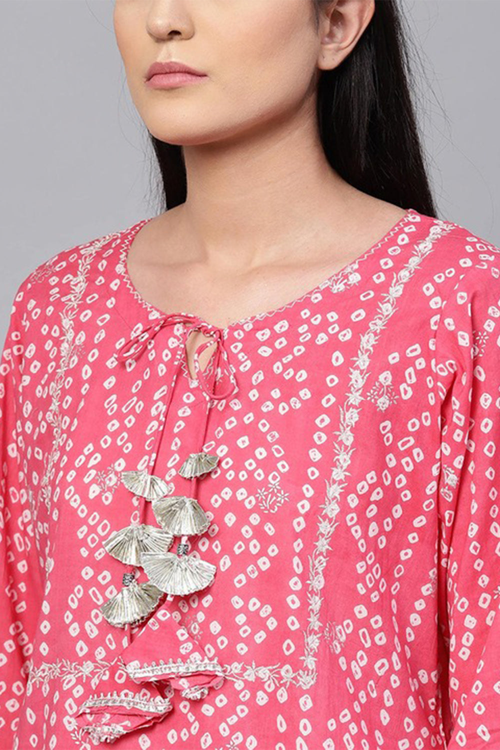 Ishin Women Pink Printed Straight Kurta