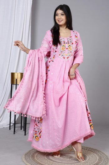 Ishin Silk Embellished Salwar Suit Dupatta Material  (Un-stitched)