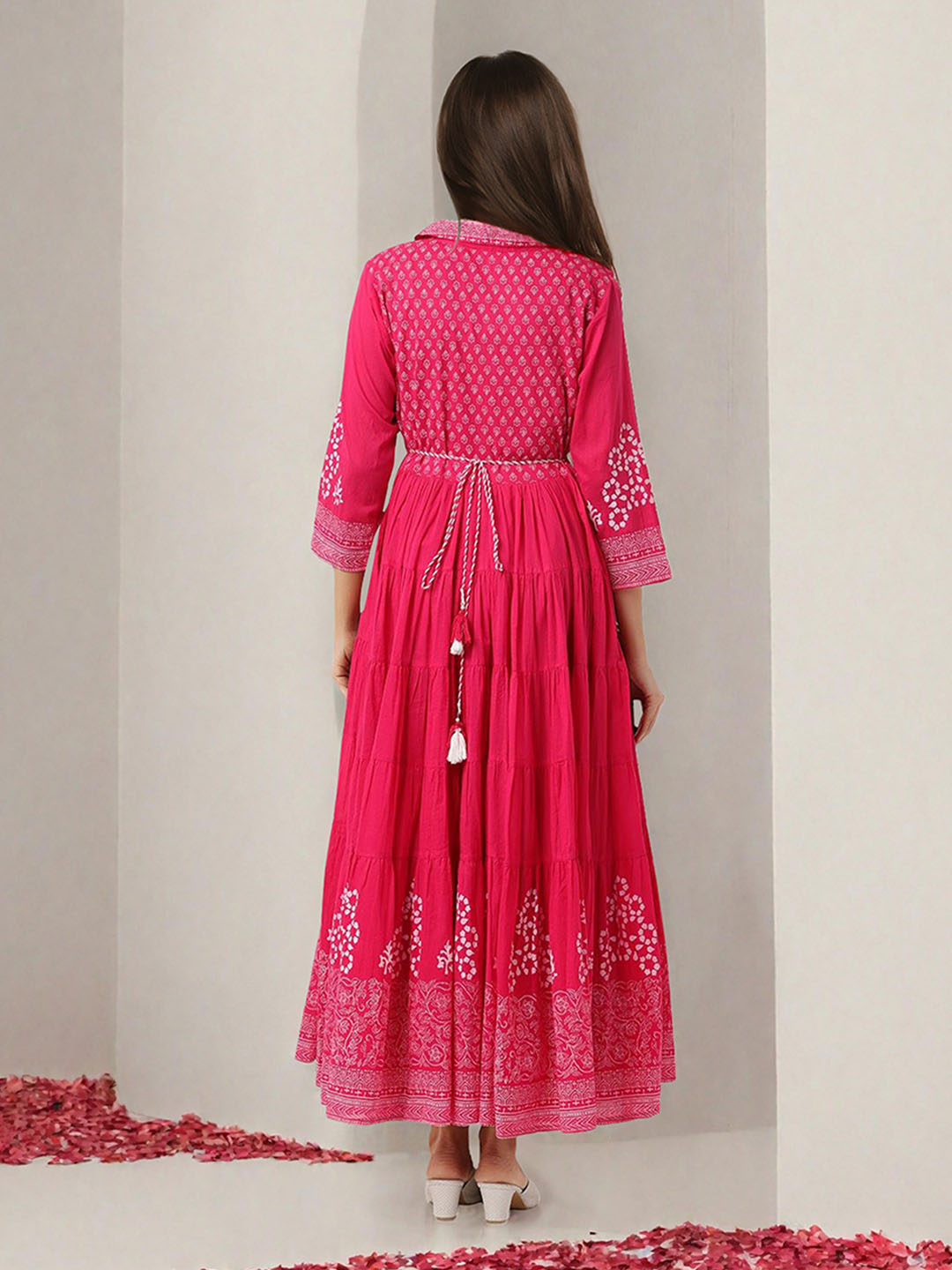 ISHIN Women Pink Cotton Dress