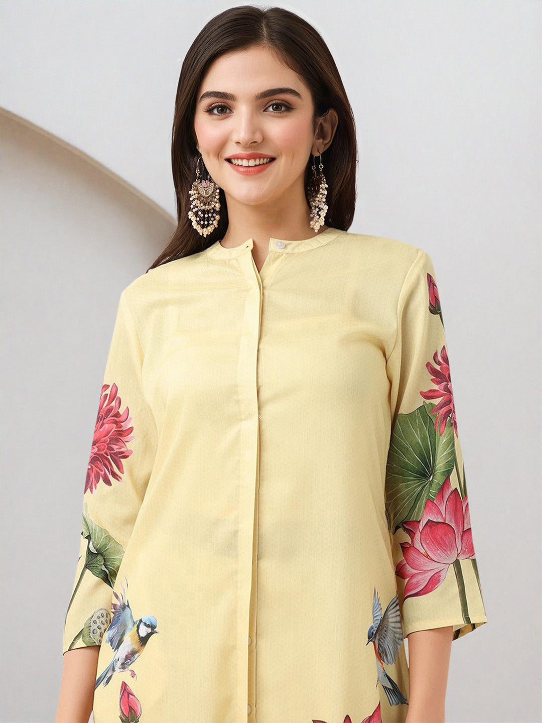 ISHIN WOMEN Yellow Polyester Muslin Kurta Sets 2pcs sets