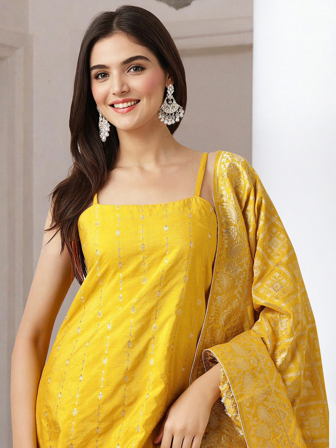 Women Yellow Kurta Set with Dupatta