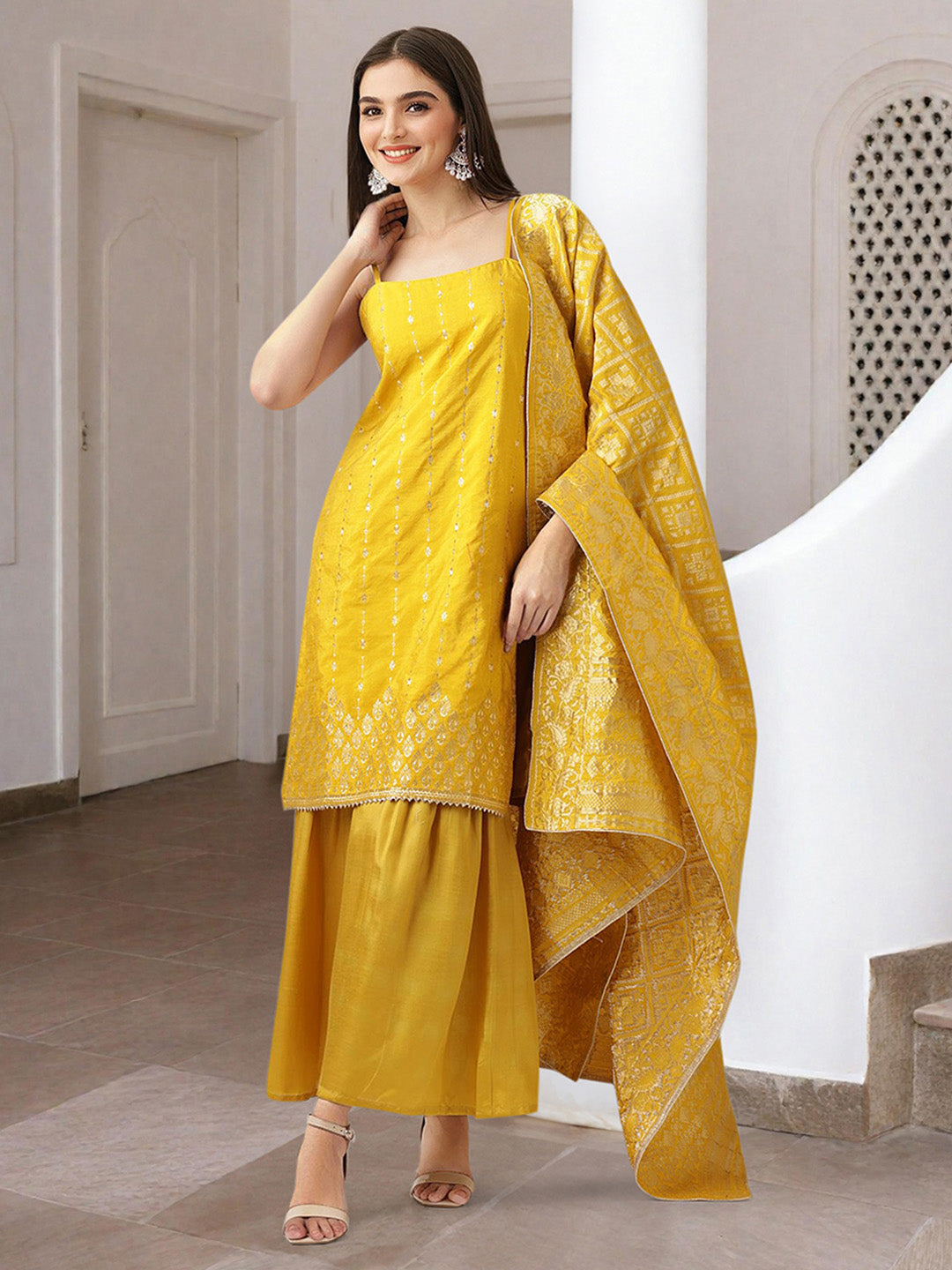 Women Yellow Kurta Set with Dupatta