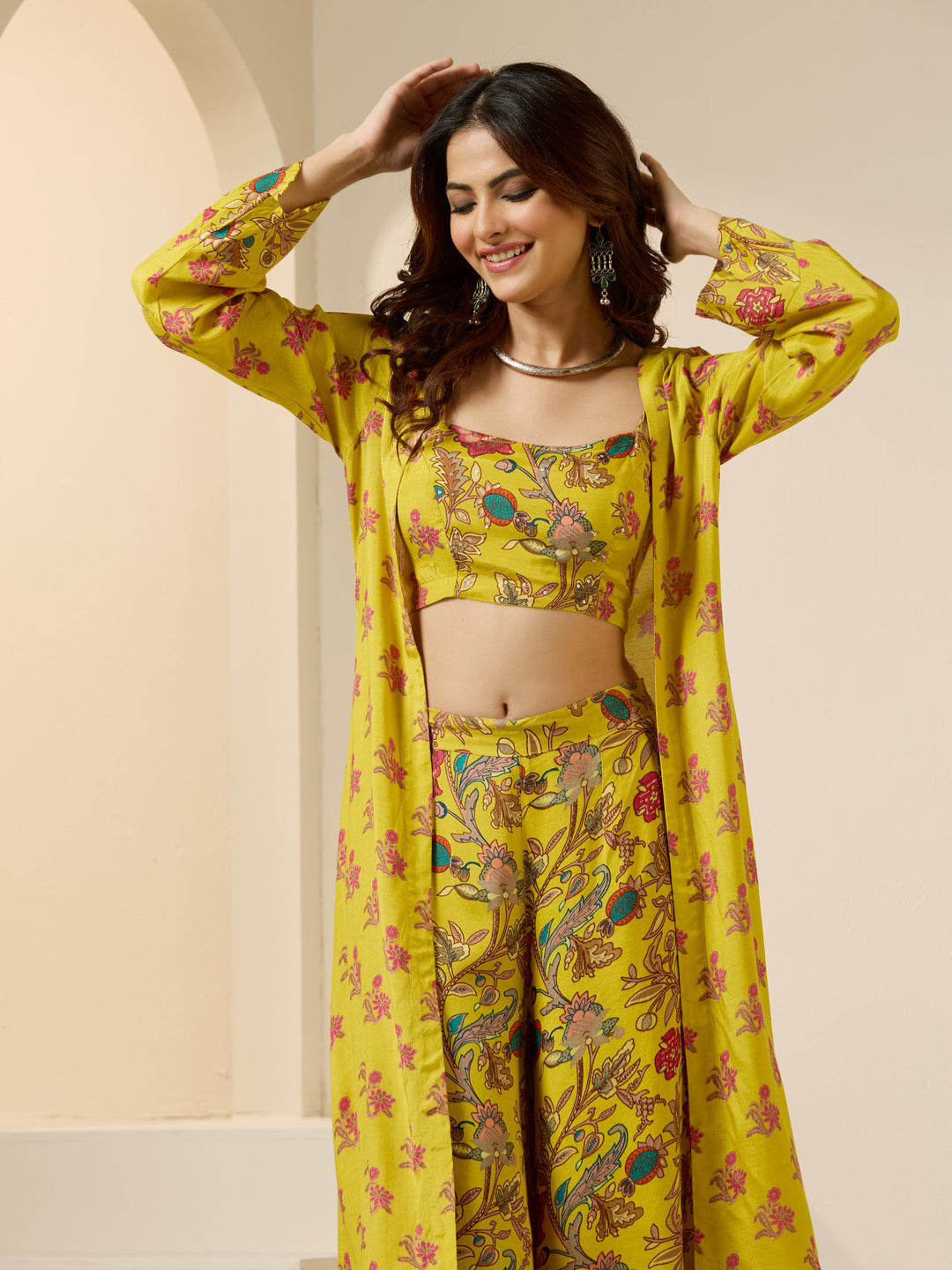 Ishin Women Yellow Polyester Co-Ords