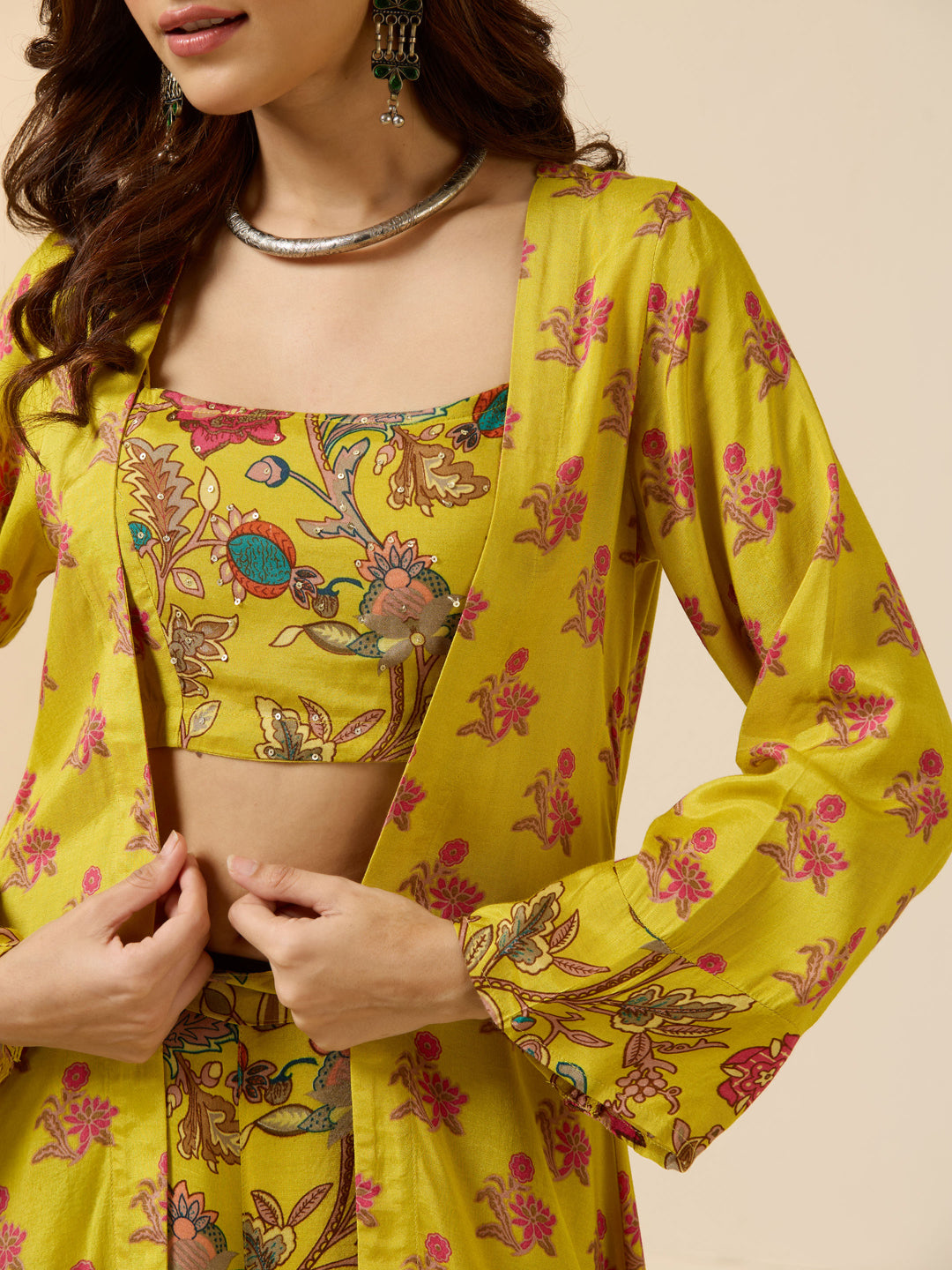 Ishin Women Yellow Polyester Co-Ords