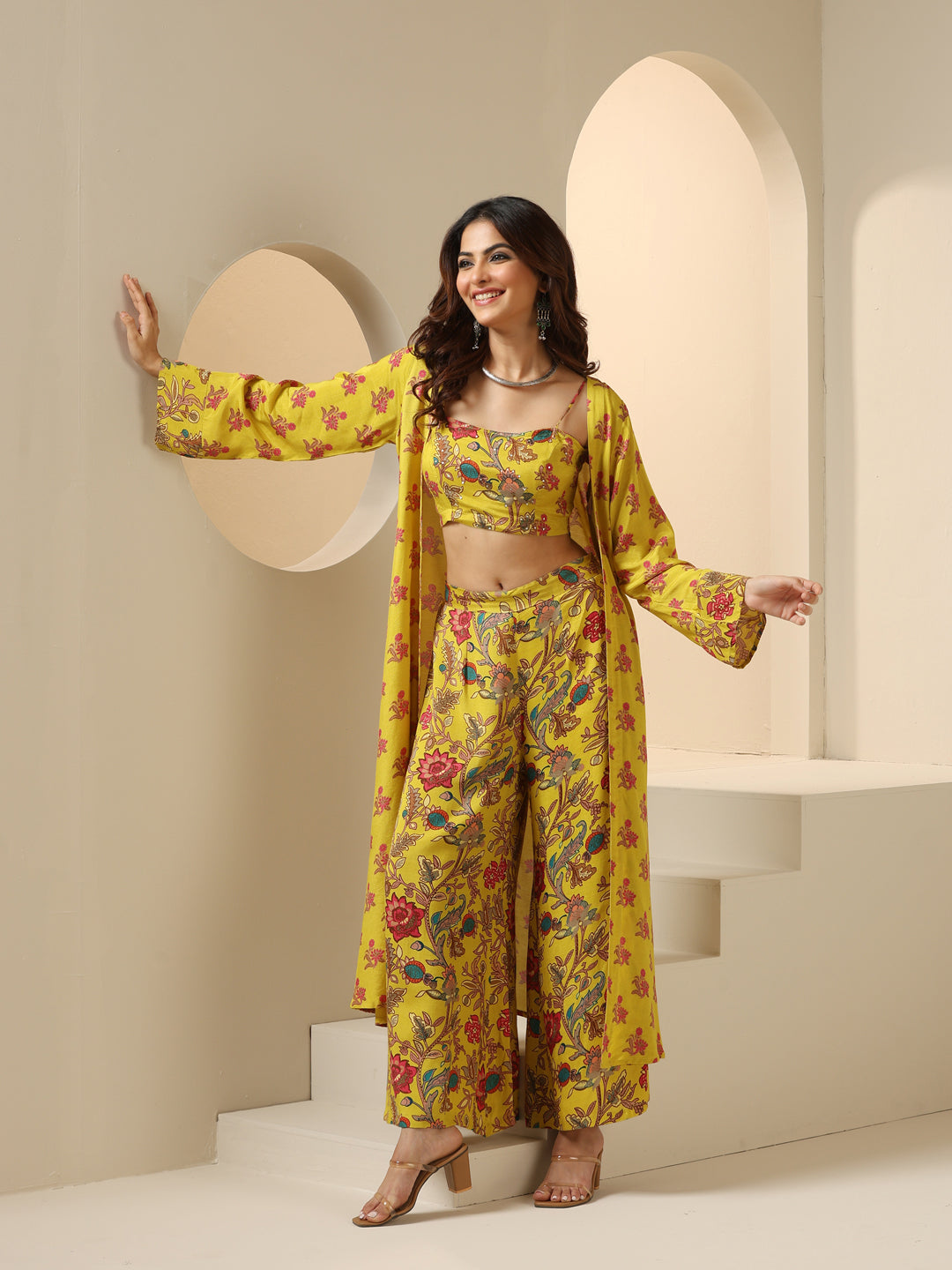 Ishin Women Yellow Polyester Co-Ords