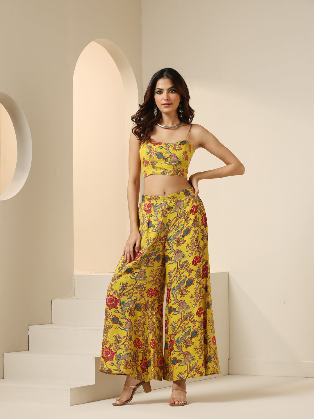 Ishin Women Yellow Polyester Co-Ords