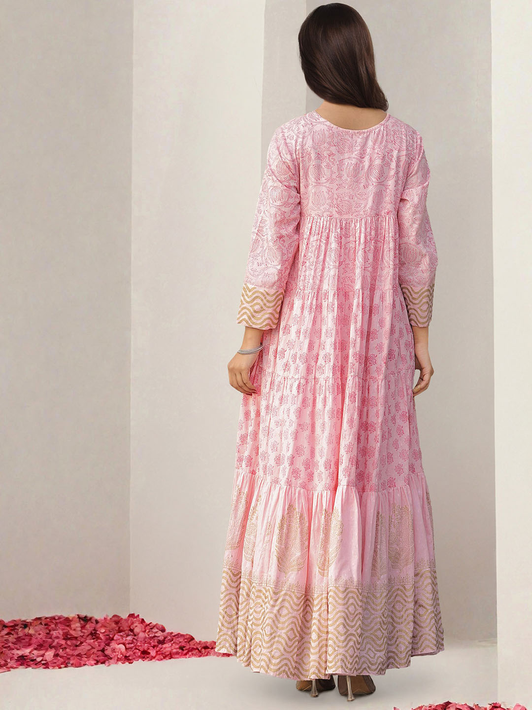 ISHIN Women Pink Cotton Dress