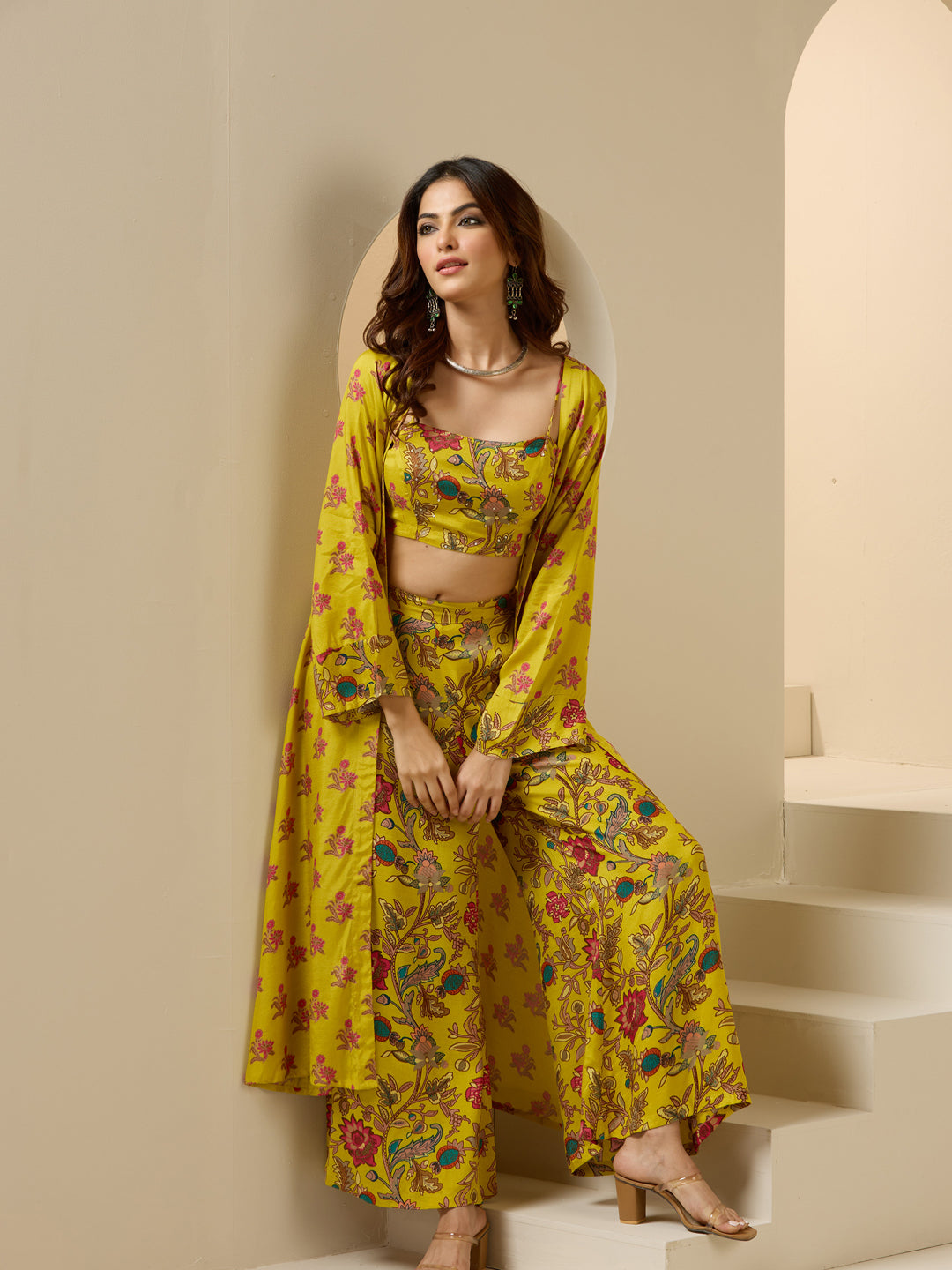 Ishin Women Yellow Polyester Co-Ords