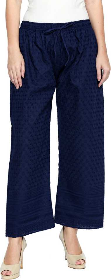 Ishin Regular Fit Women Blue Trousers