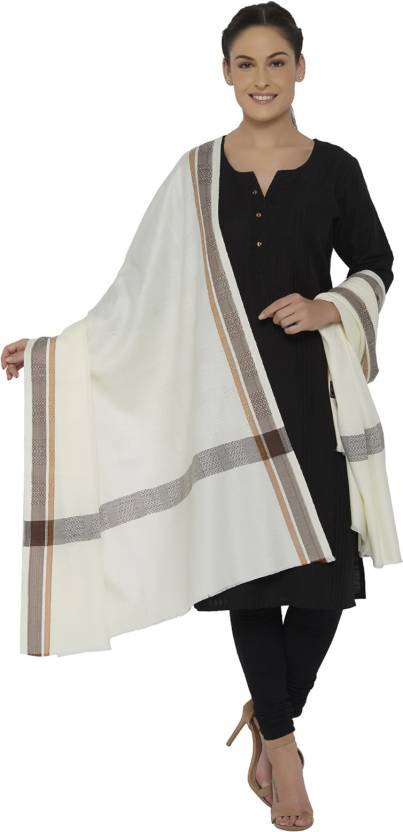 Ishin Acrylic Solid Women's Shawl  (White)