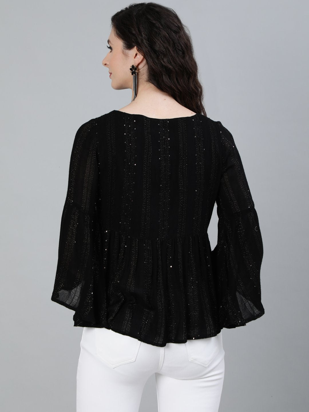 Ishin Women's Black Embellished Top