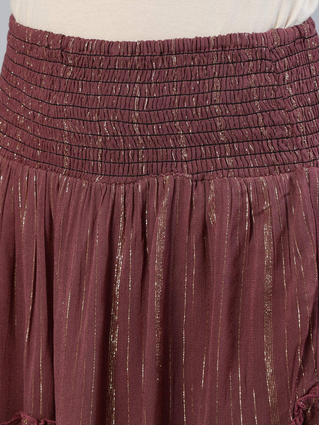 Ishin Women's Georgette Purple Embroidered Two Piece Dress