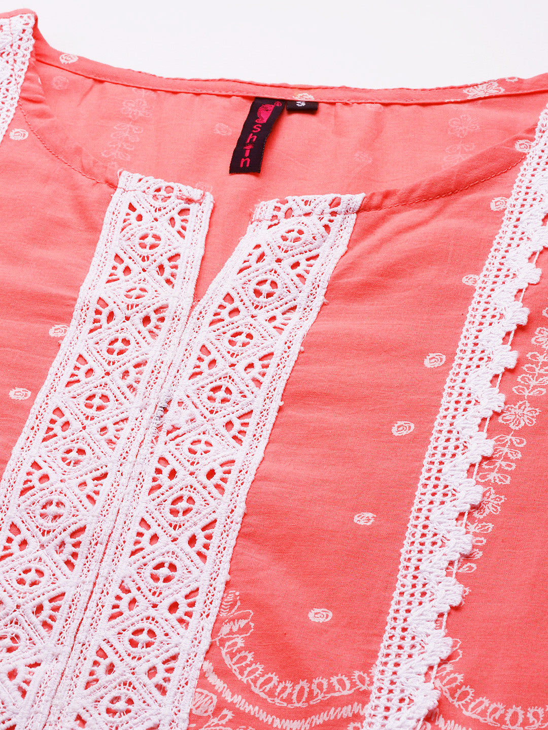 Ishin Women's Cotton Pink Embroidered A-Line Dress