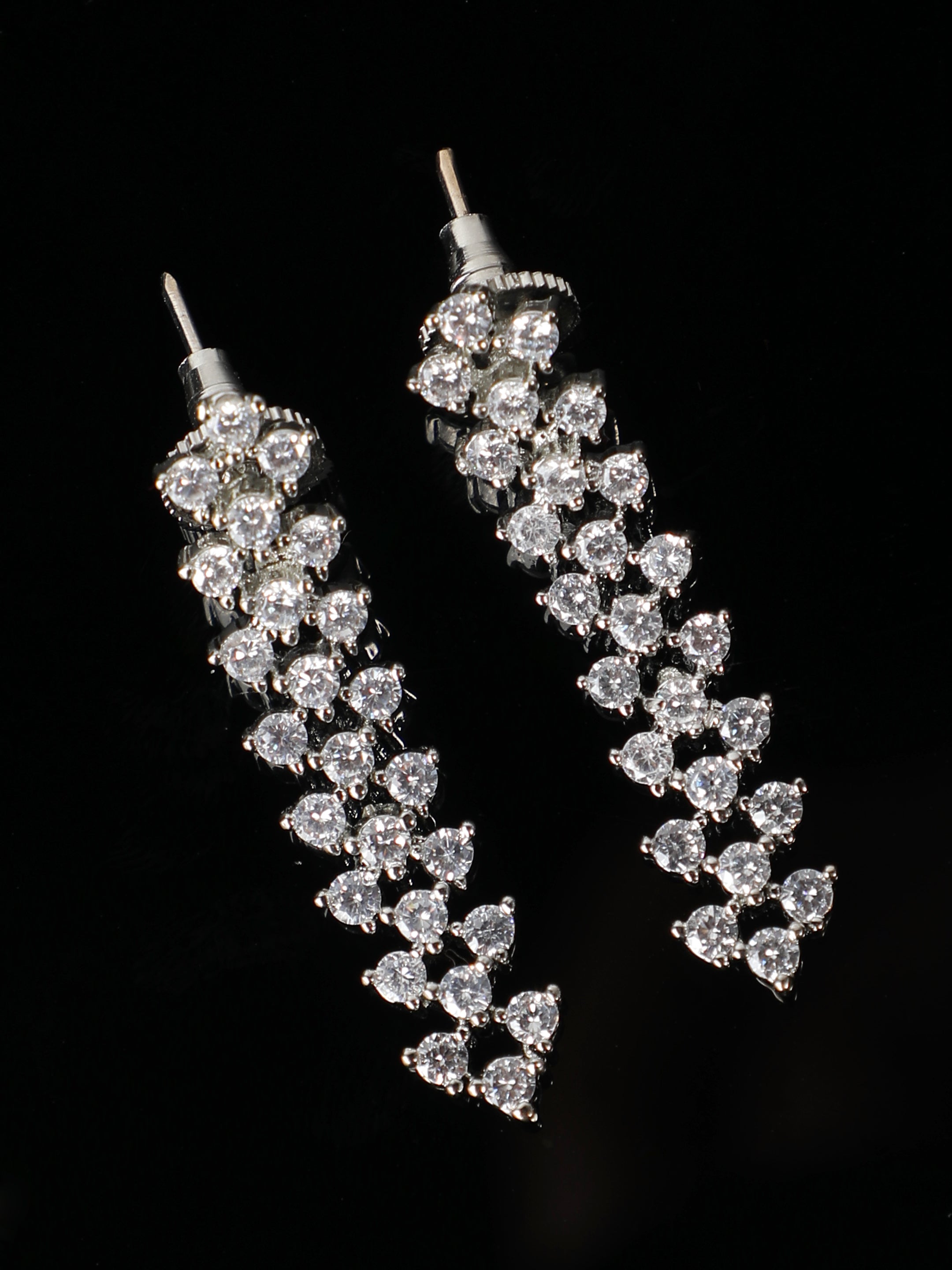 Ishin Silver Plated Fancy Zirconia Stone Drop Earring