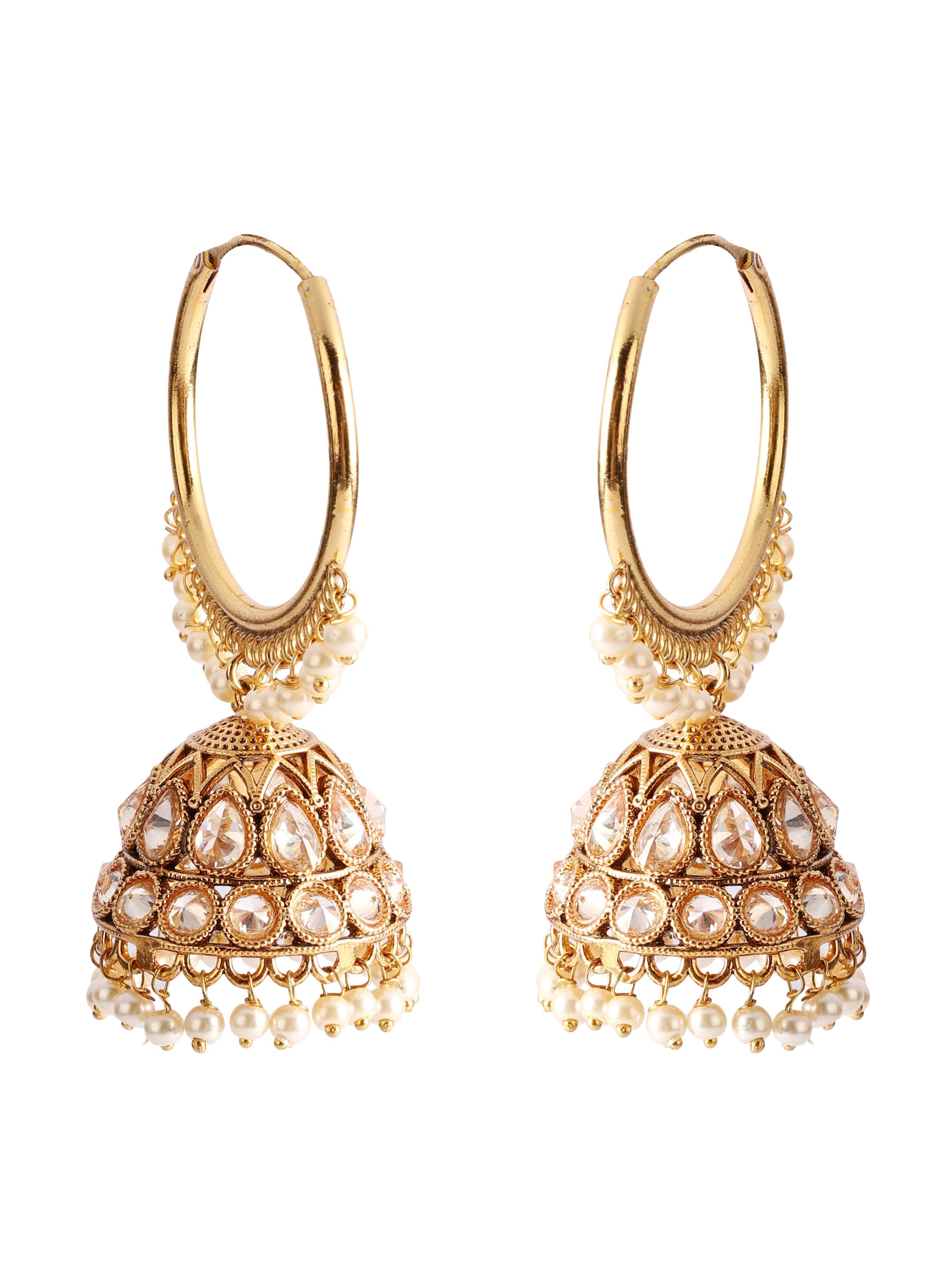 Ishin Gold Plated Pearl Chandbalis