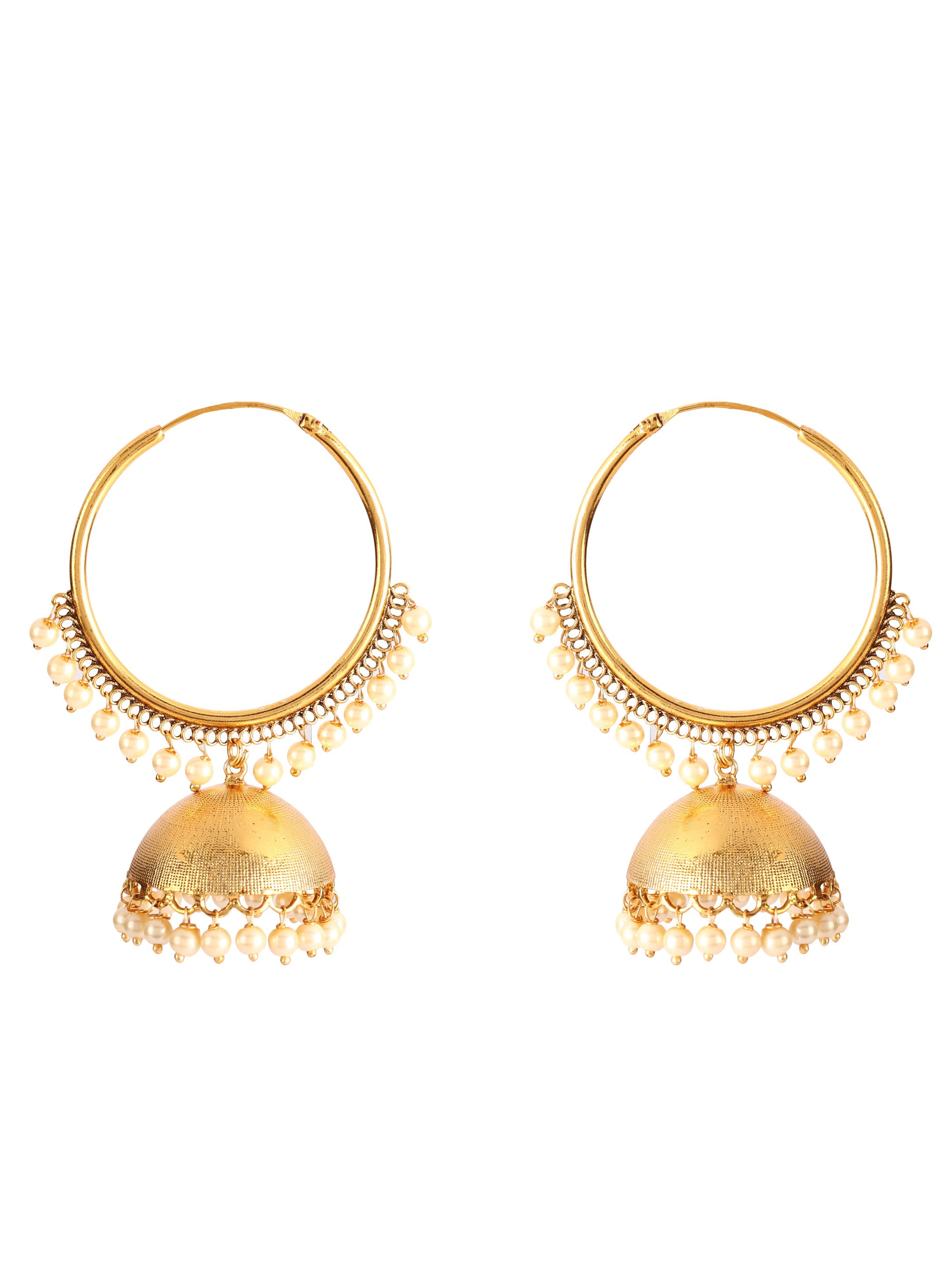 Ishin Gold Plated Pearl Dome Shaped Chandbalis