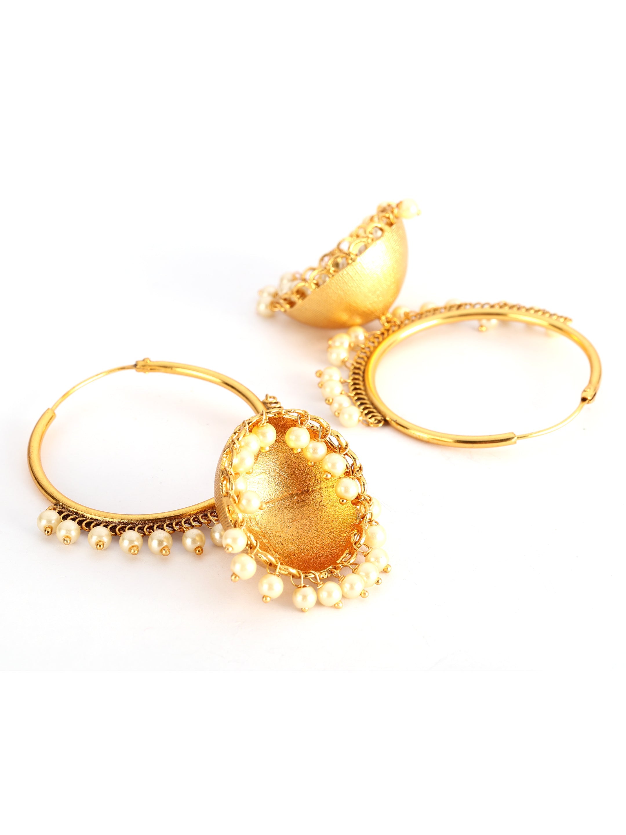 Ishin Gold Plated Pearl Dome Shaped Chandbalis