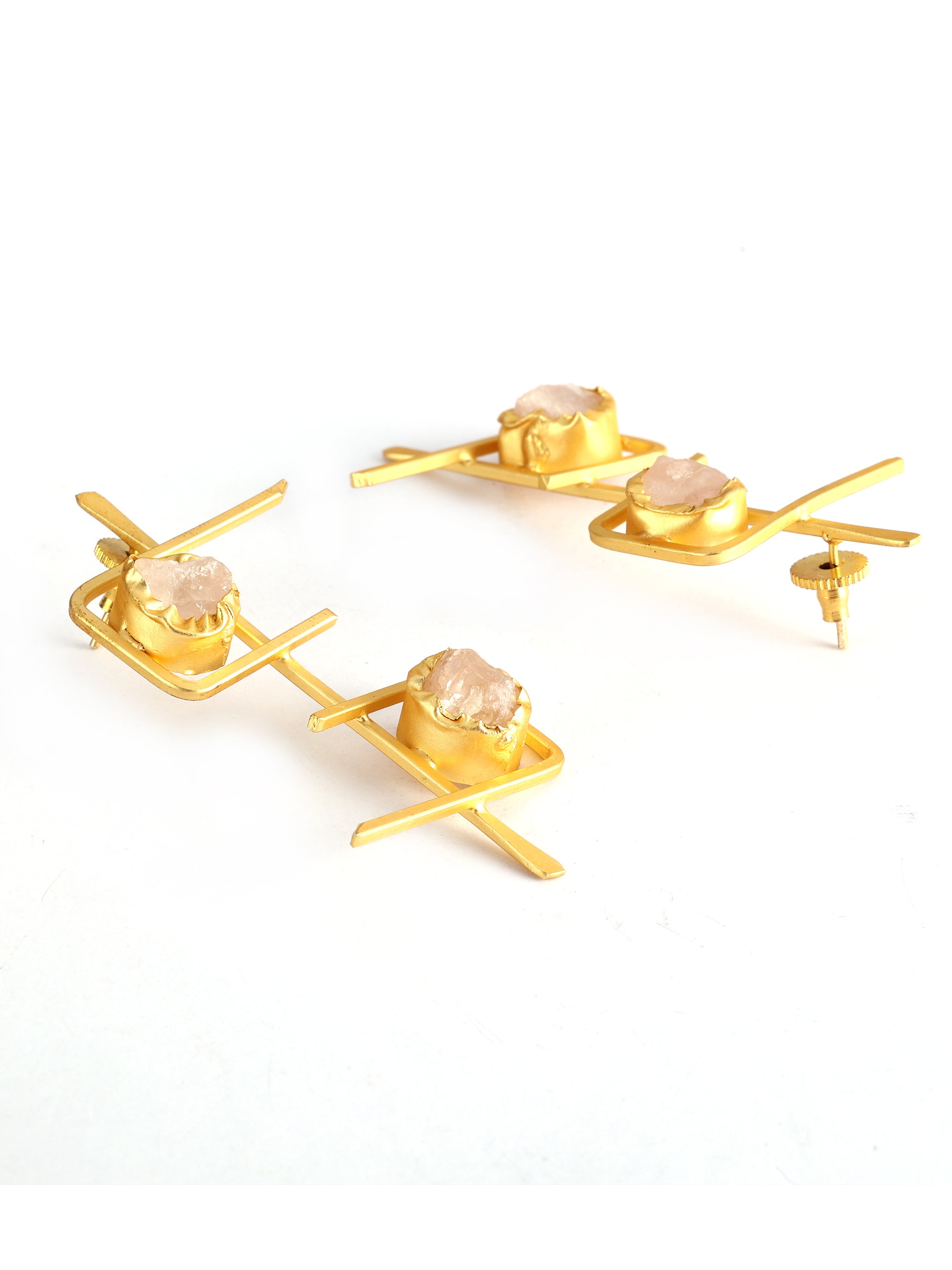 Ishin Gold Plated Fancy Stone Stud