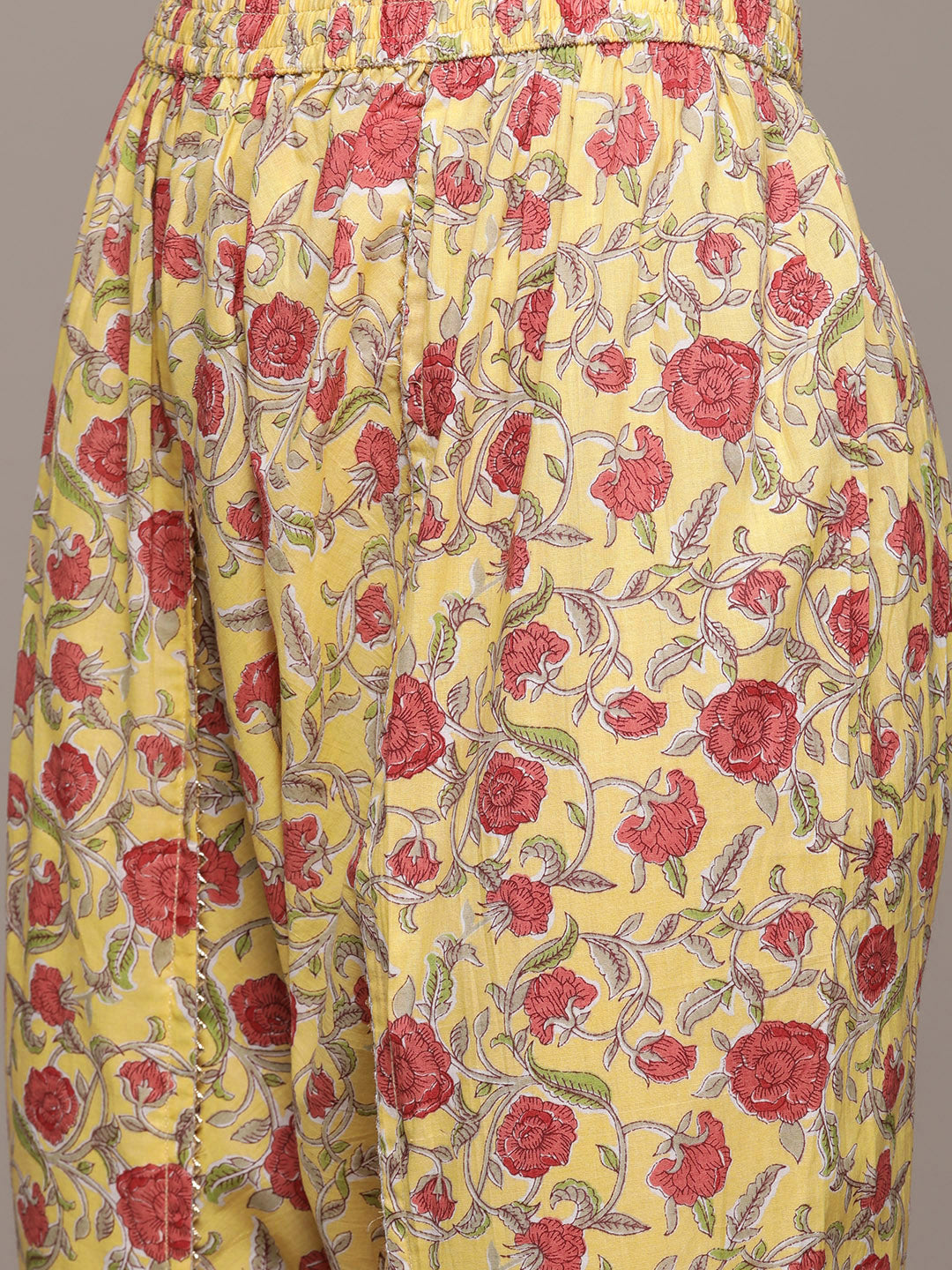 Ishin Women's Yellow Embellished Pleated Kurta with Dhoti Pant