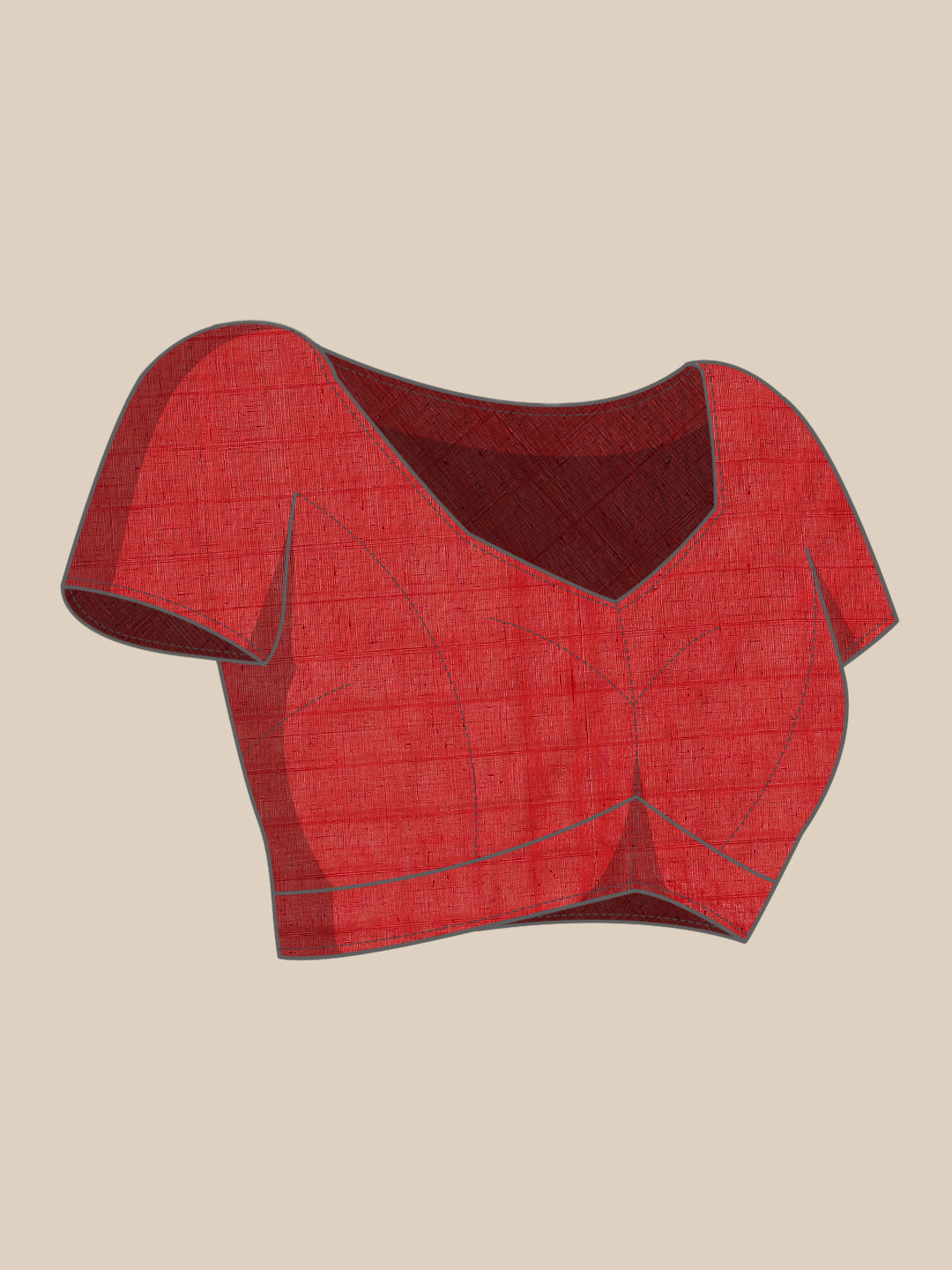 Ishin Women's Cotton Blend Red Solid Woven Pochampally Saree With Blouse Piece