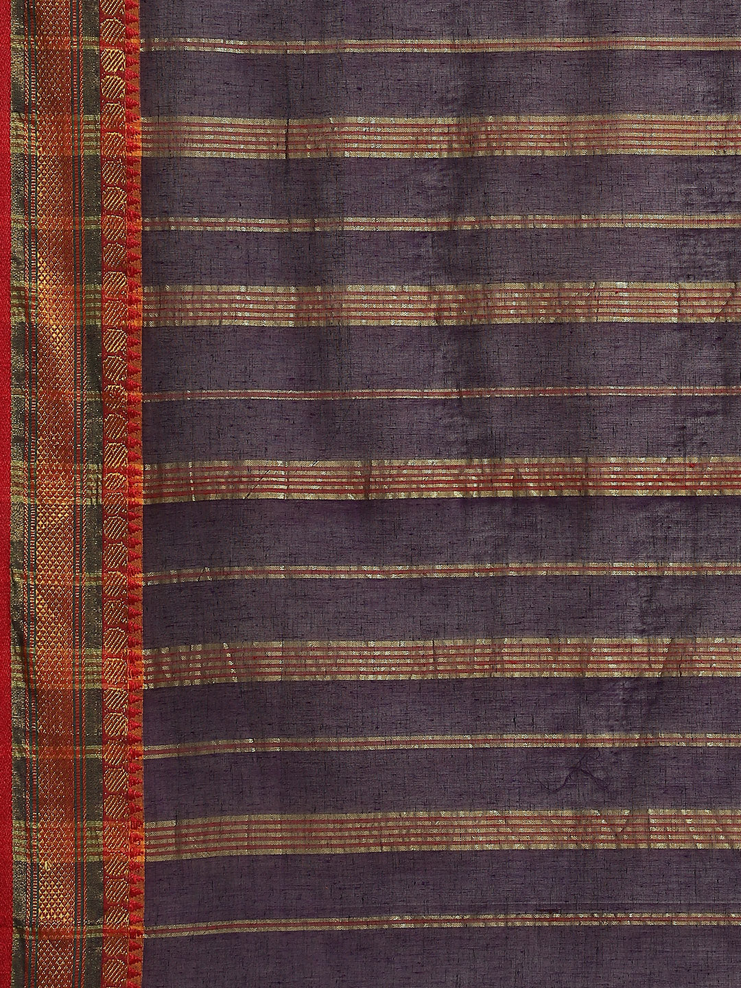 Ishin Women's Cotton Blend Purple Solid Woven Design Saree With Blouse Piece