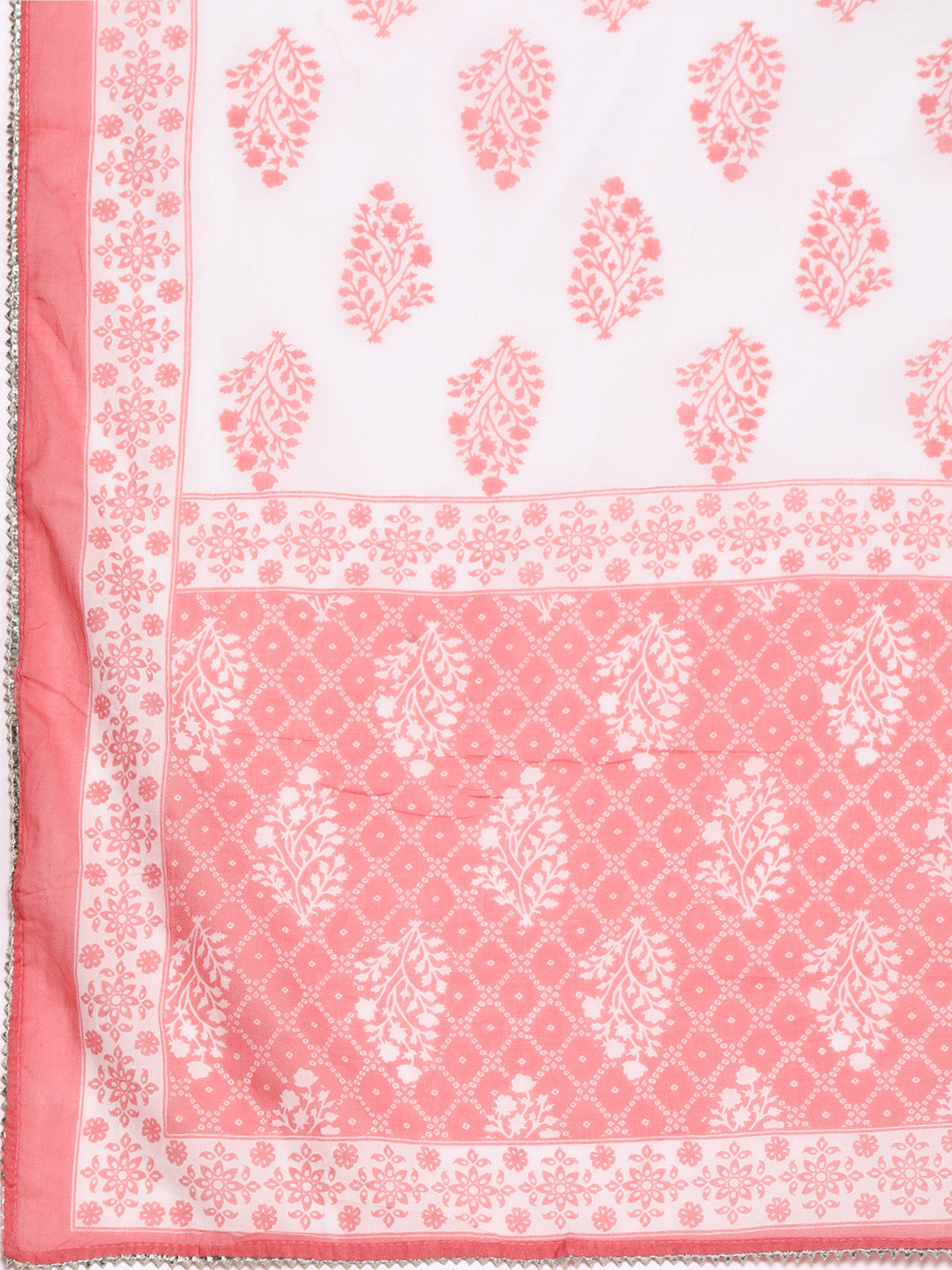 Ishin Women's Pink Embellished Bandhani Anarkali Kurta with Trouser & Dupatta