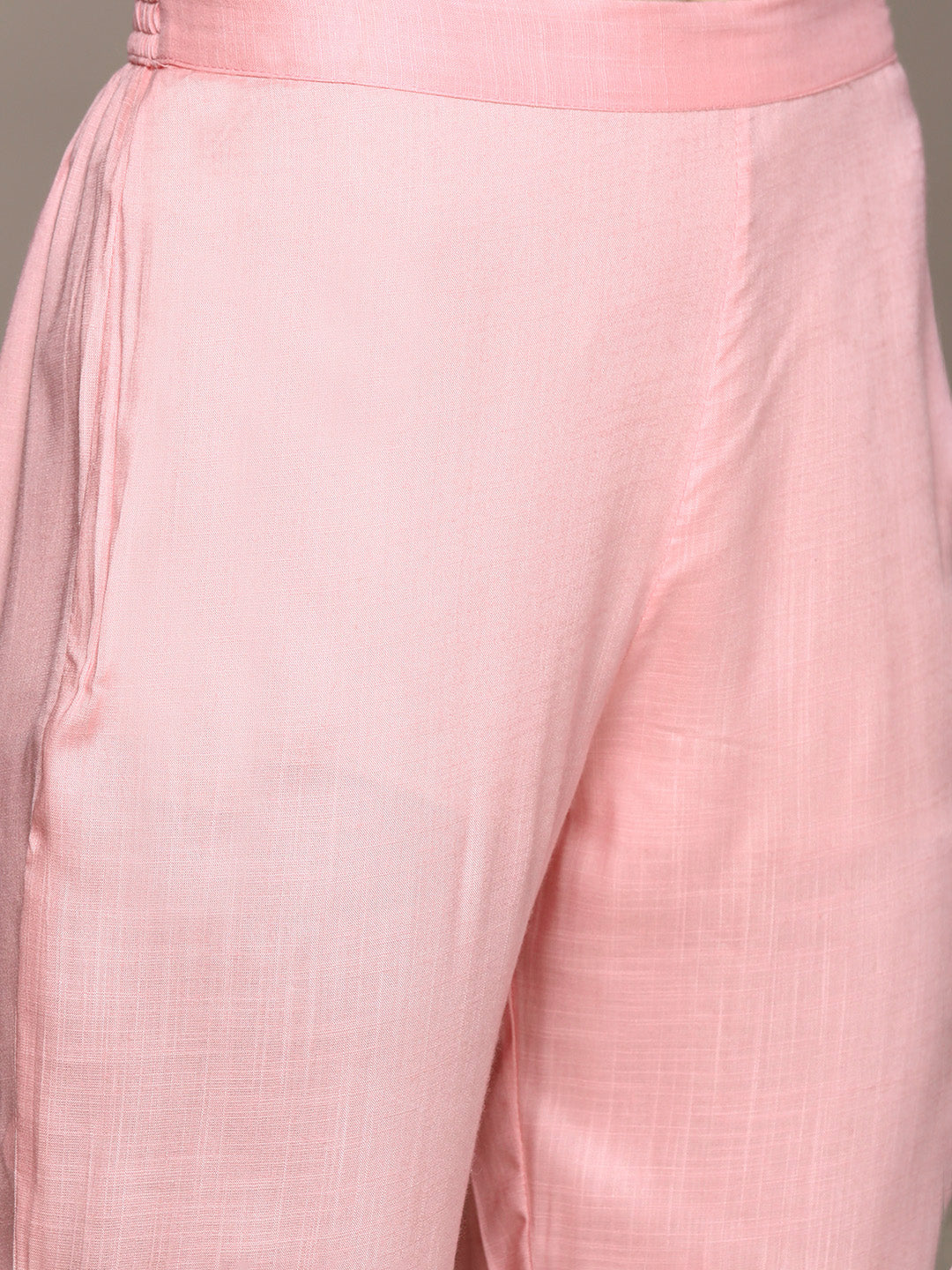 Ishin Women's Pink Embroidered Lurex A-Line Kurta with Trouser & Dupatta