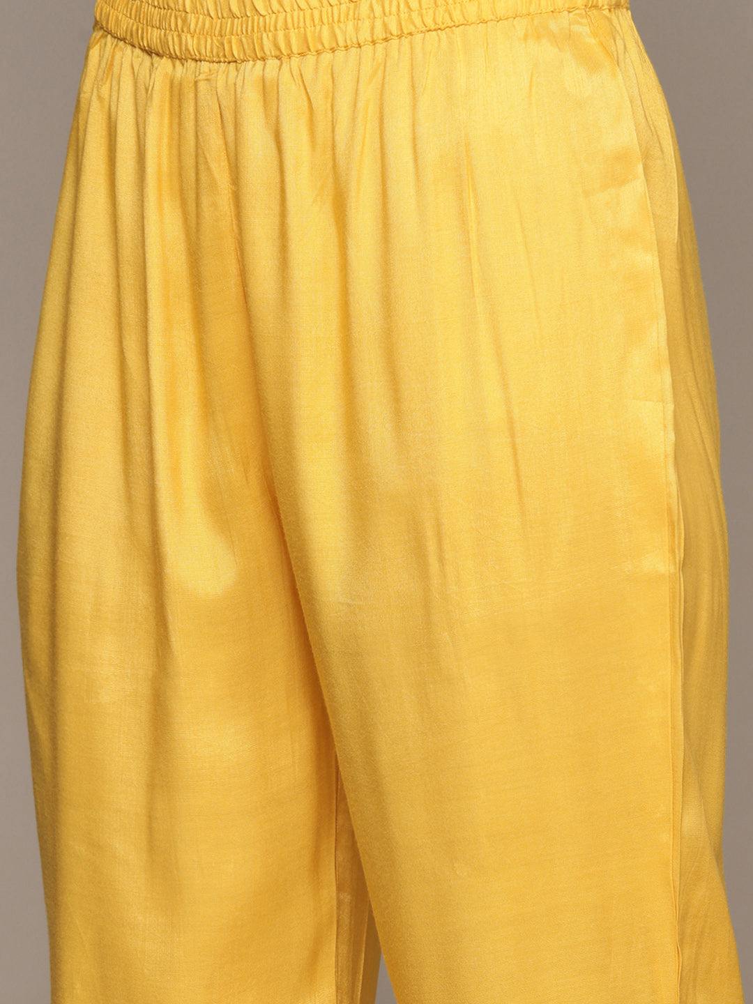 Ishin Women's Yellow Yoke Design A-Line Kurta with Trouser & Dupatta