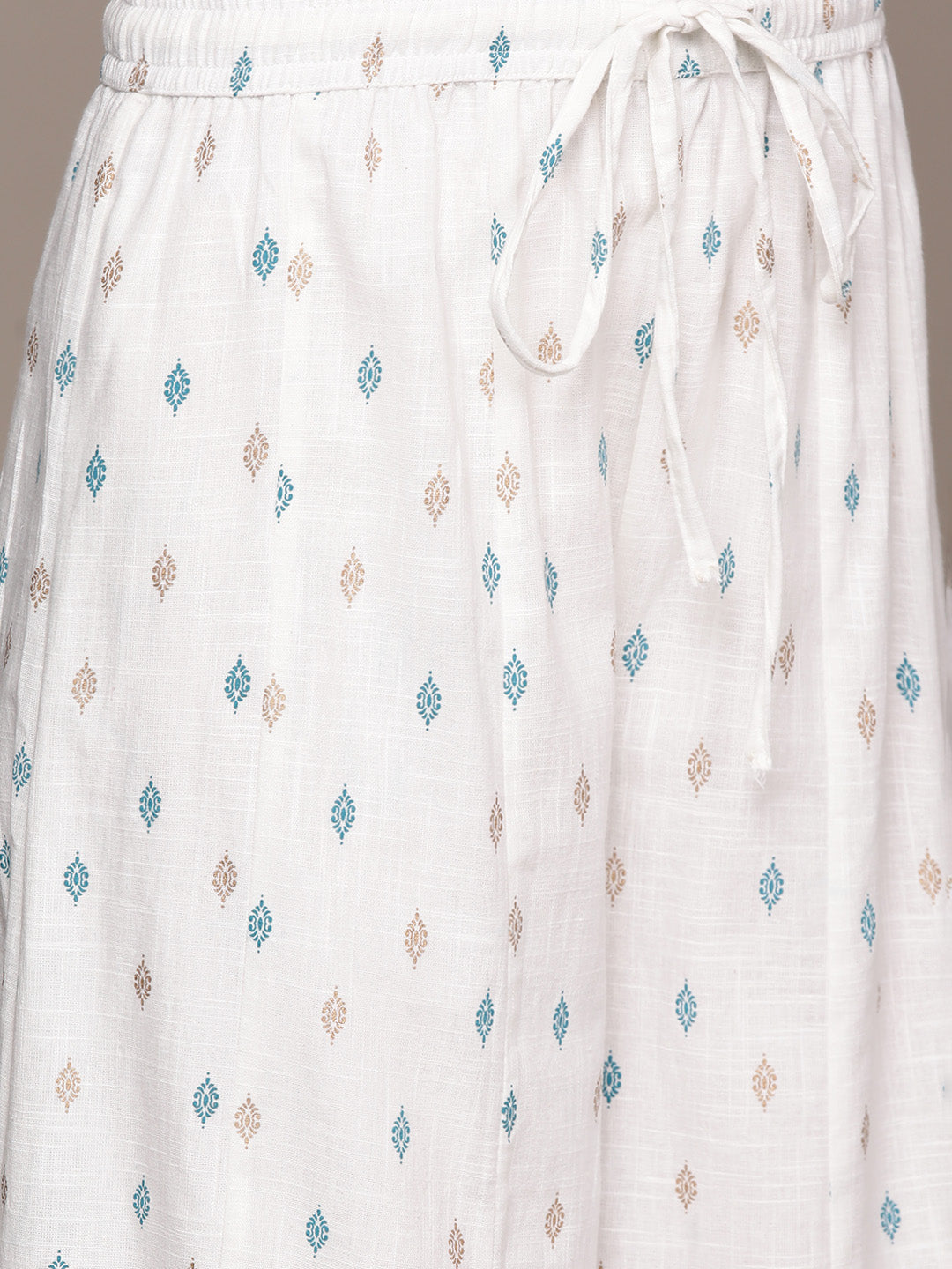 Ishin Women's Off White Embroidered A-line Kurta with Sharara & Dupatta
