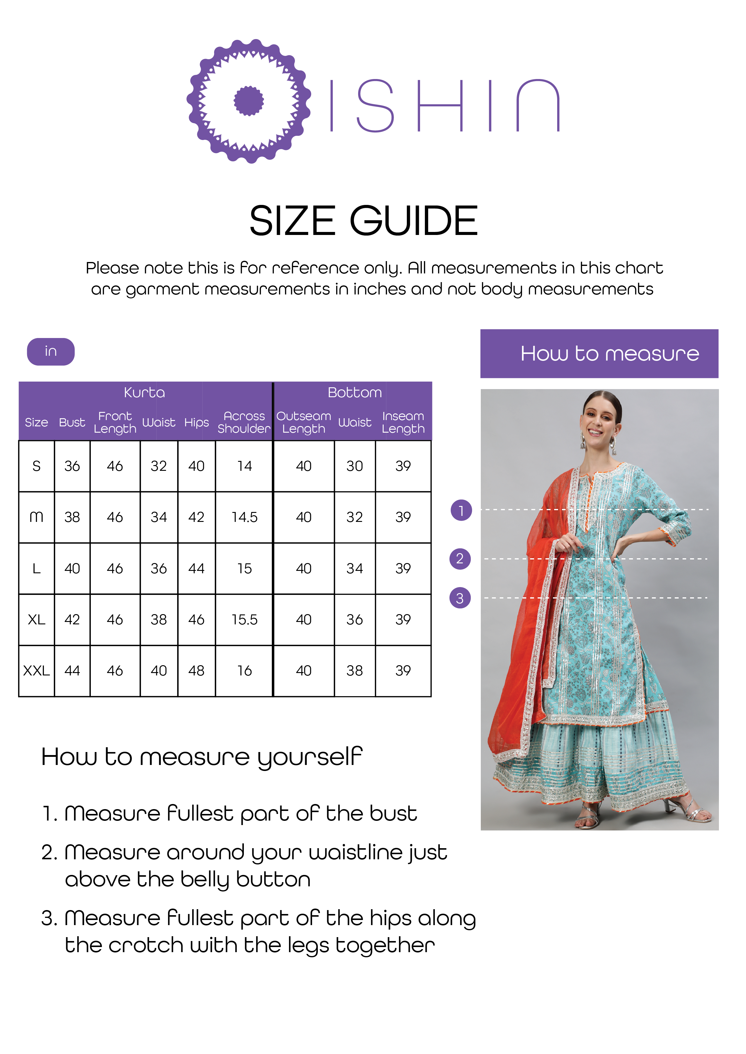 Ishin Women's Cotton Pink Yoke Design A-Line Kurta With Harem Pant