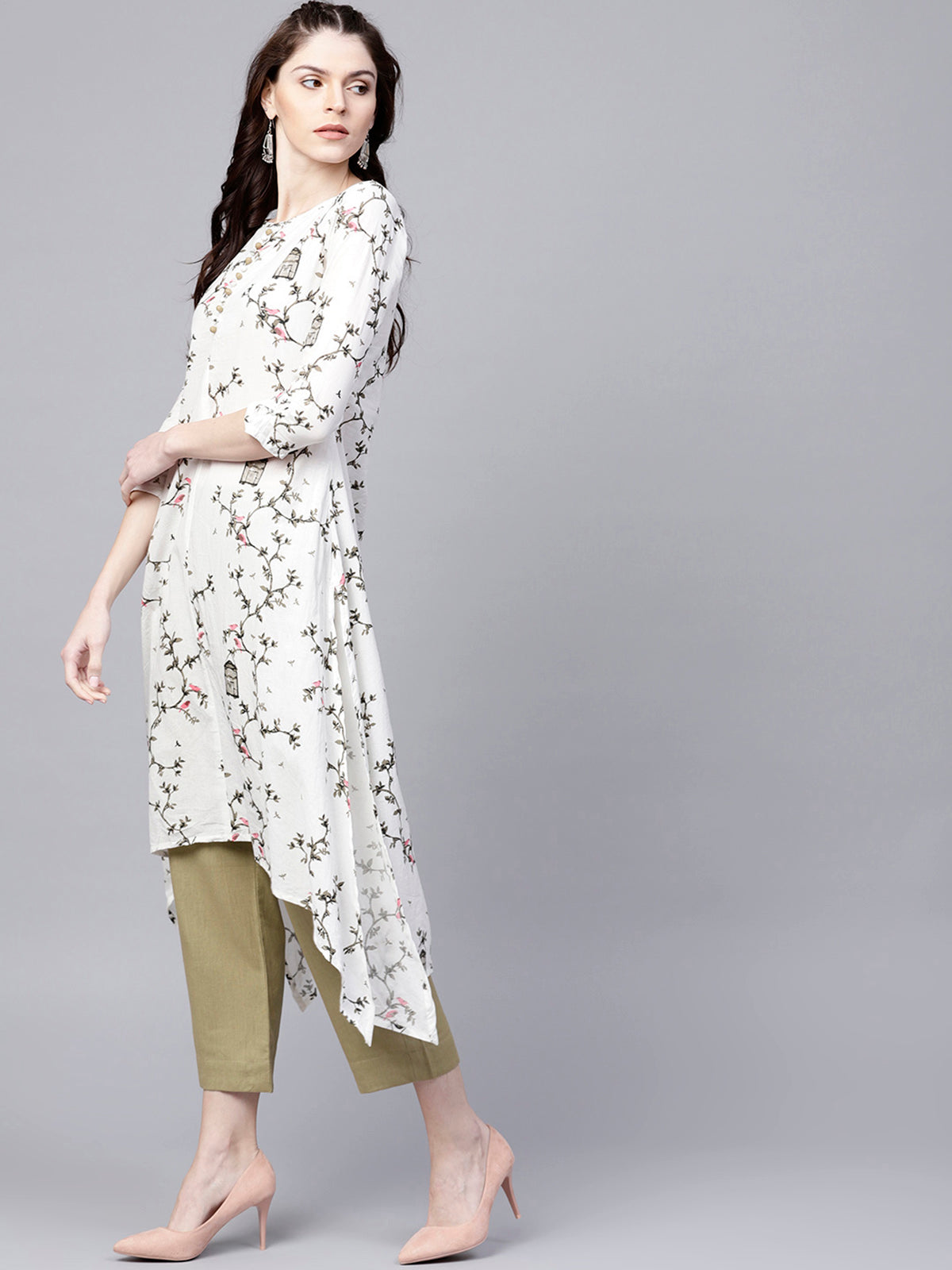 White Printed Kurta & Pant Set