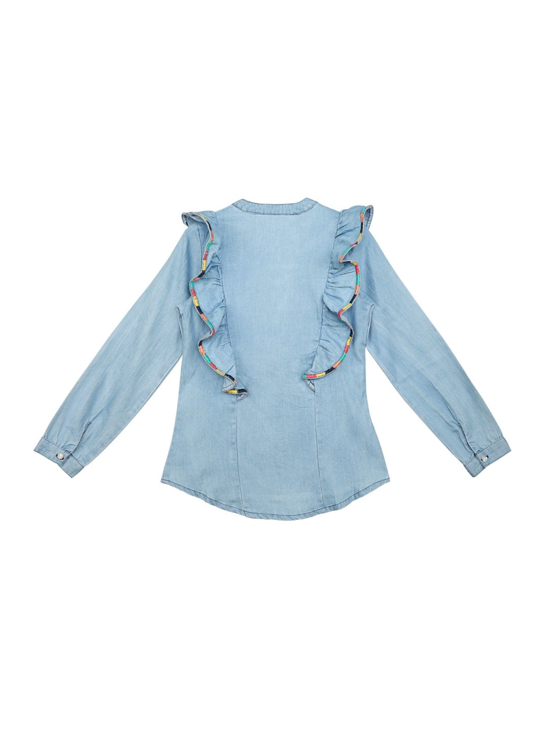 Ishin Girls Denim Blue Embroidered Top