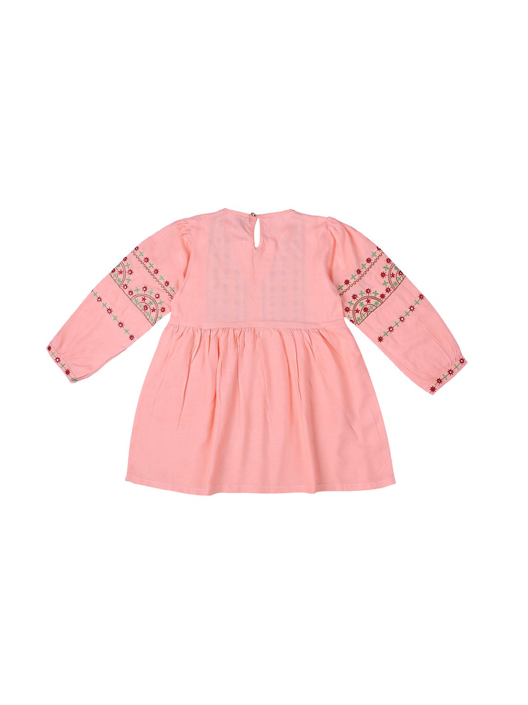 Ishin Girls Viscose Rayon Pink Embroidered Top