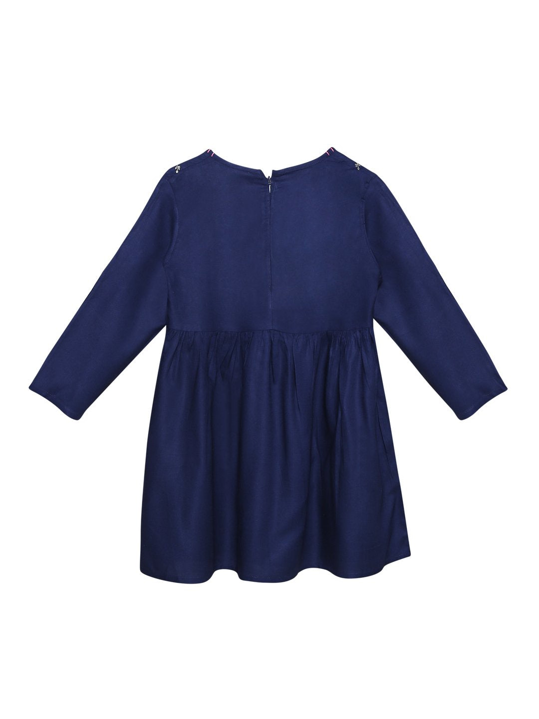 Ishin Girls Viscose Rayon Blue Embroidered Top