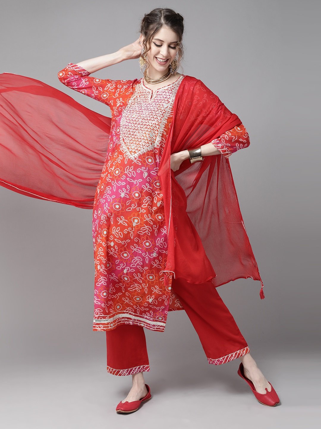 Sindoor - Ombré Bandhani Kurta Set