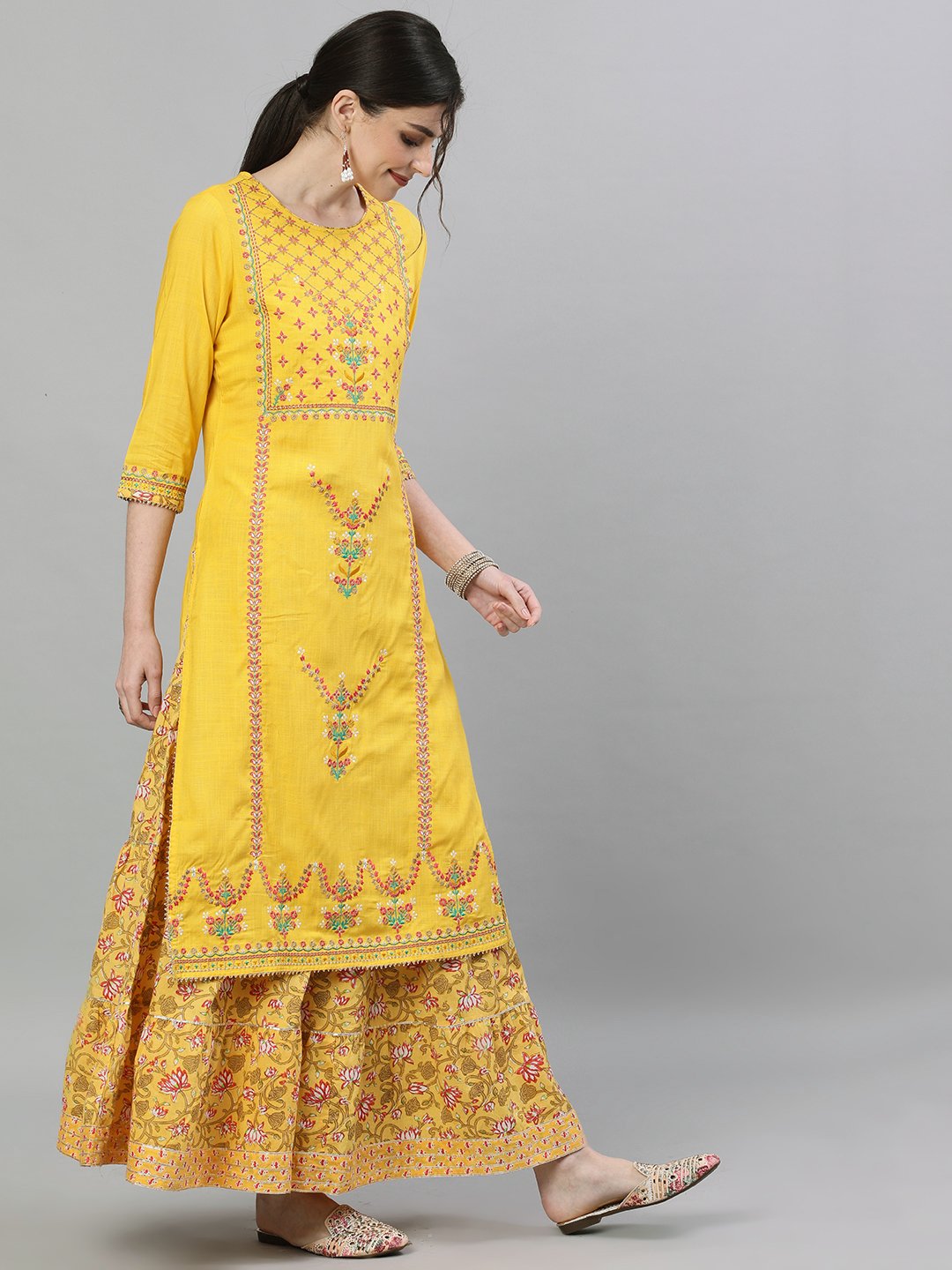 Yellow Embroidered Kurta Set