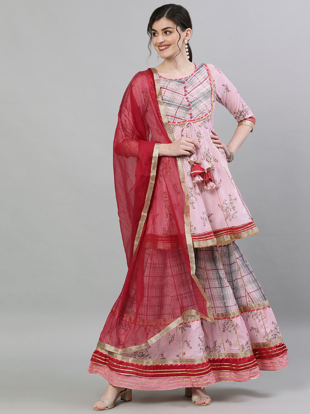 Masoom - Pink and Red Peplum Kurta Set