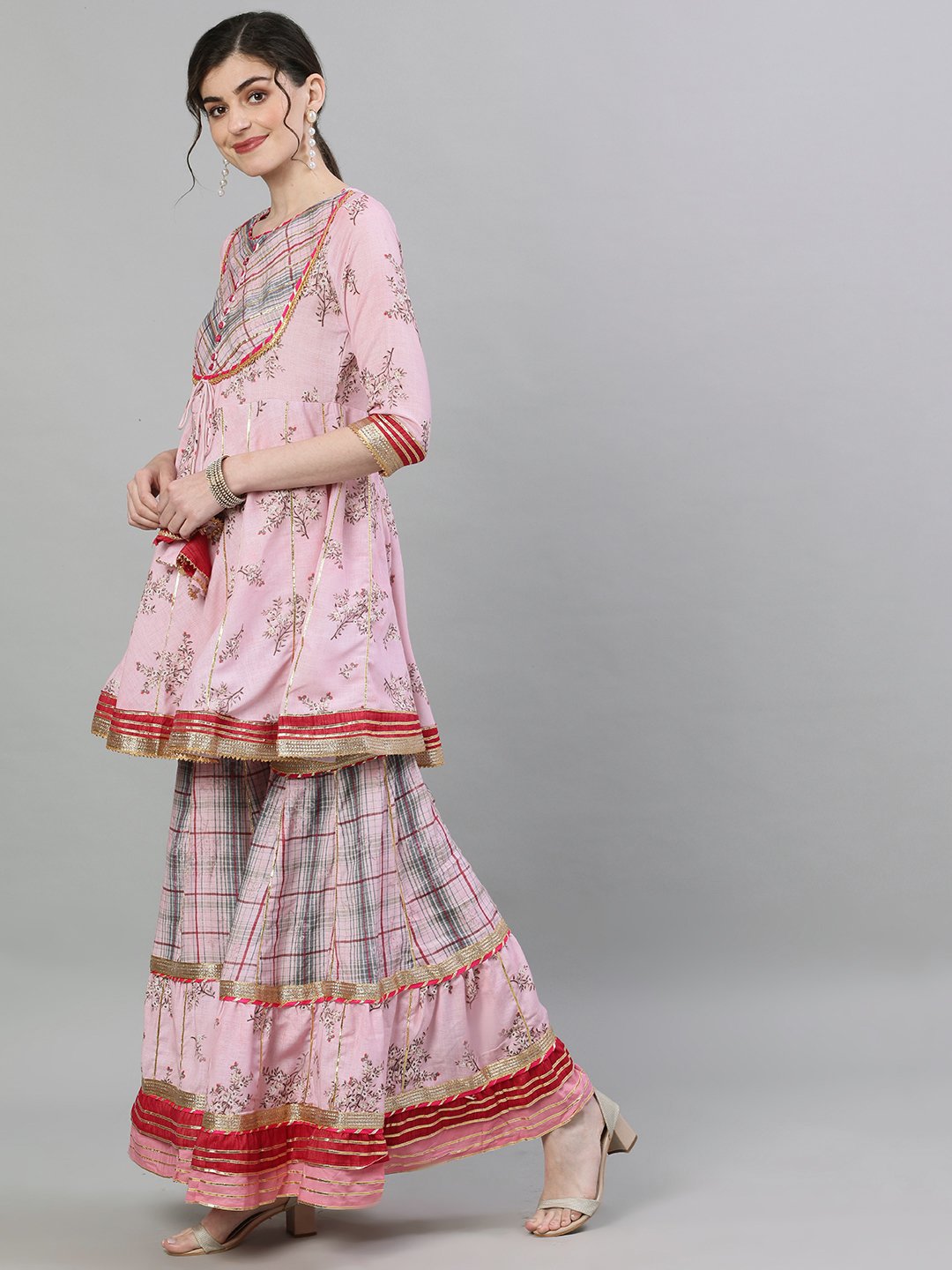 Masoom - Pink and Red Peplum Kurta Set