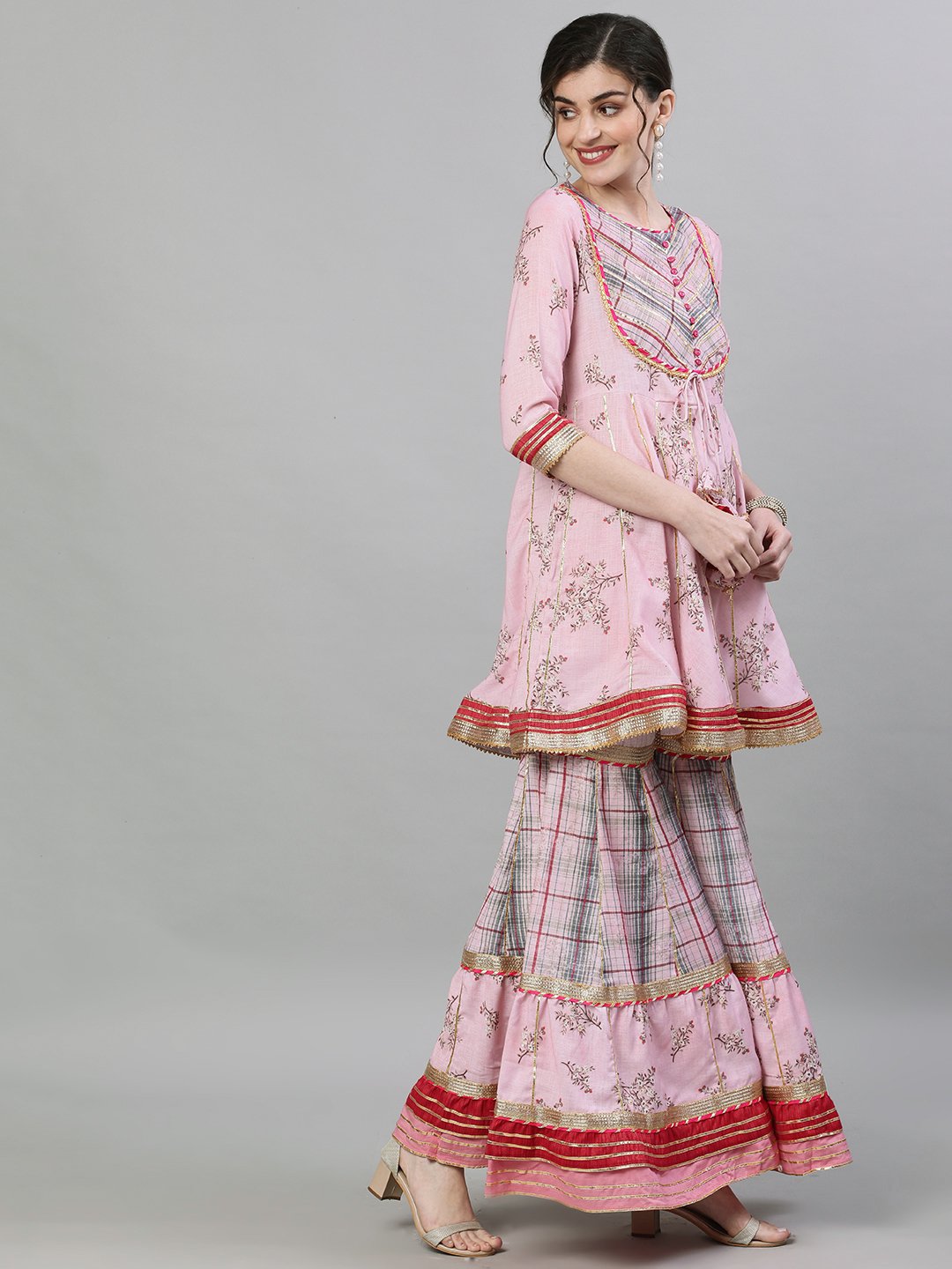 Masoom - Pink and Red Peplum Kurta Set