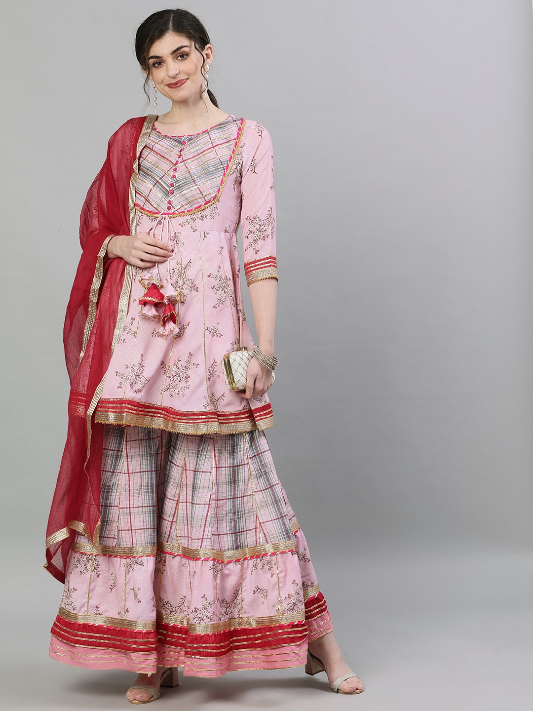 Masoom - Pink and Red Peplum Kurta Set