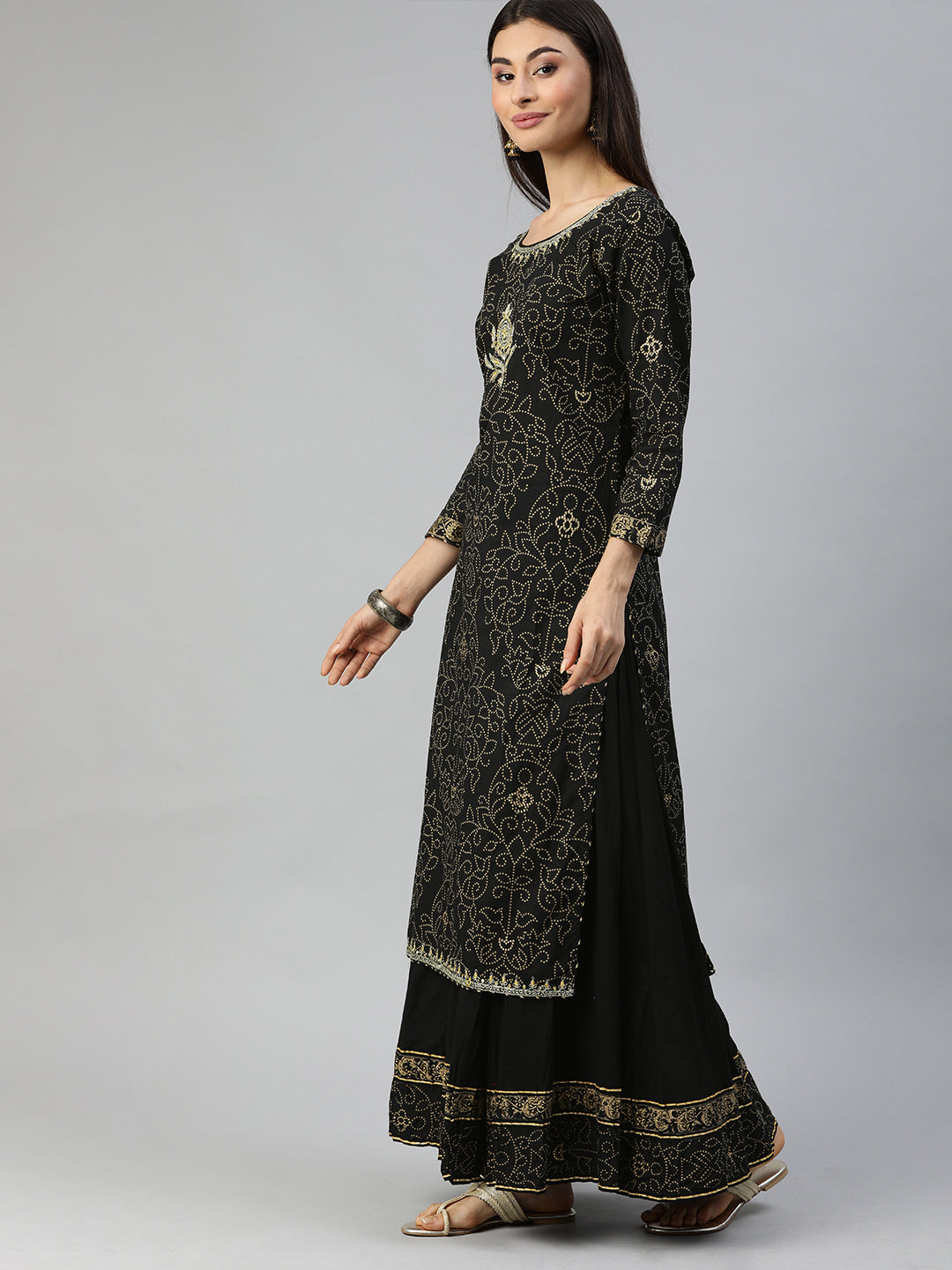 Black Gota Patti Embellished Kurta