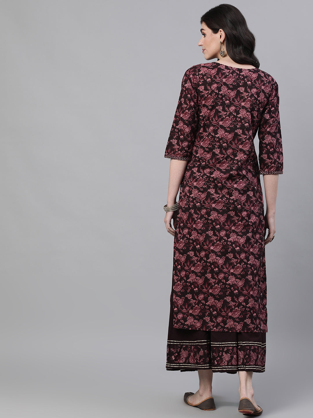 Debonair Burgundy Kurta-Sharara Set