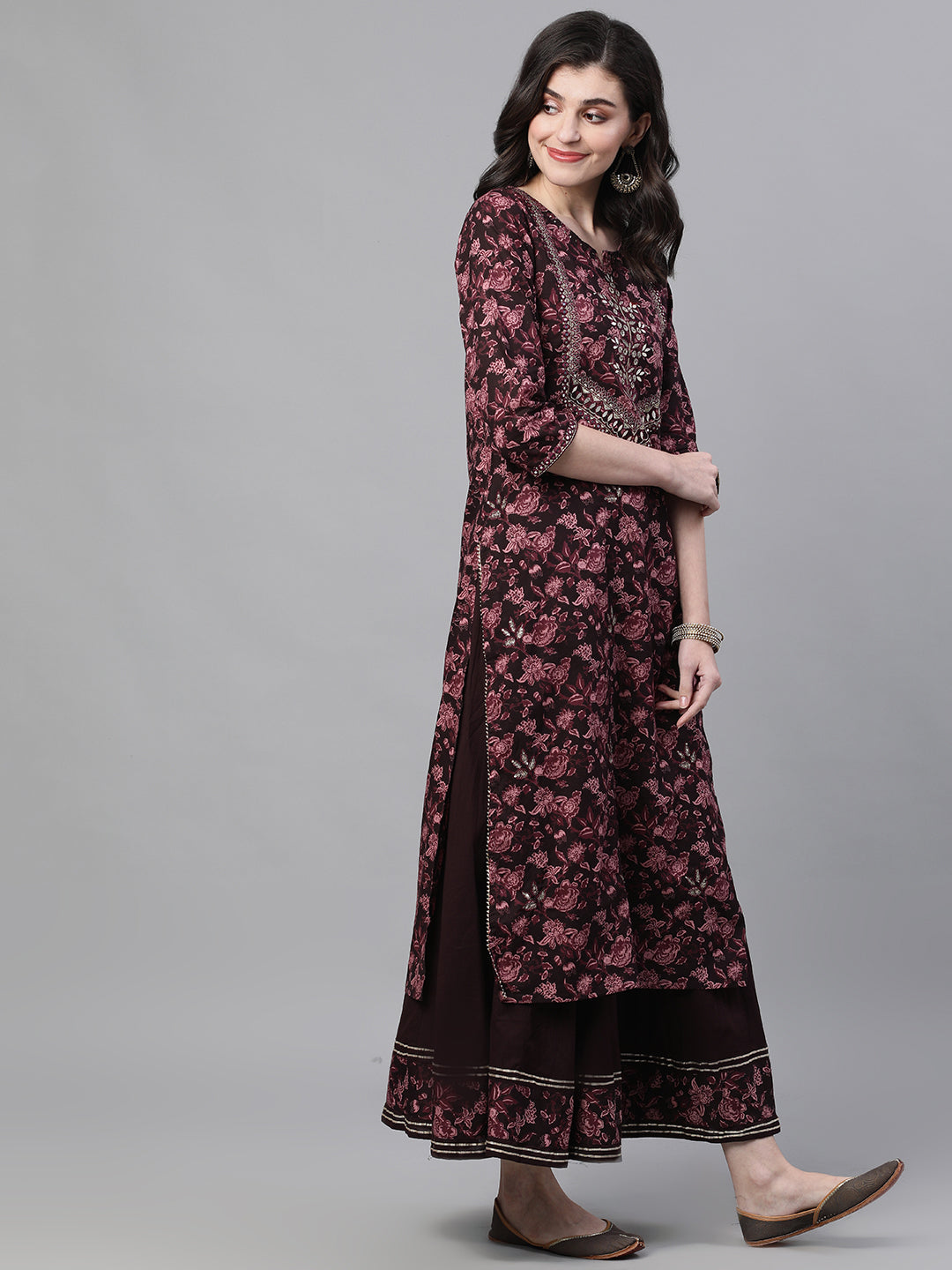 Debonair Burgundy Kurta-Sharara Set