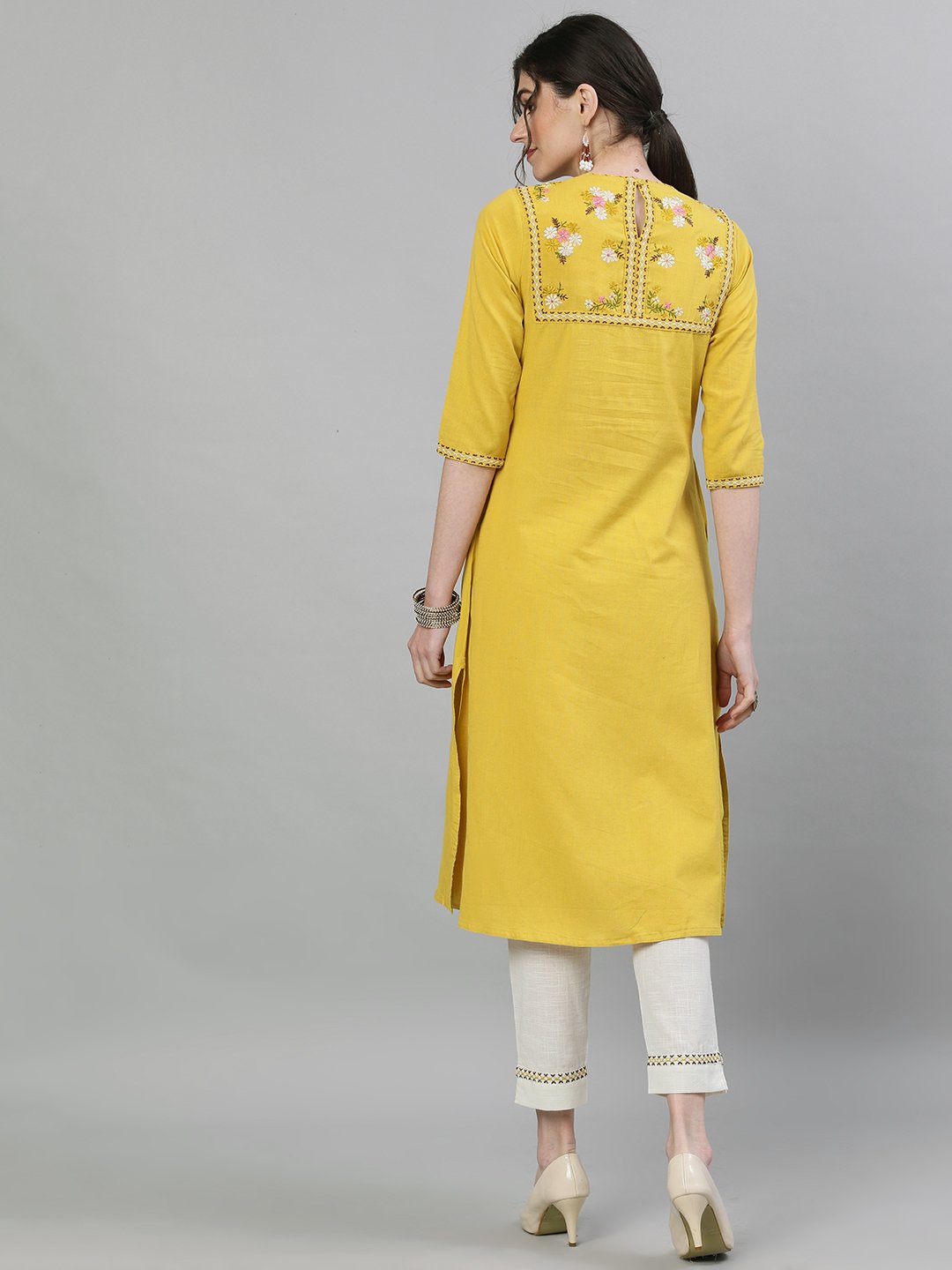 Mustard A-Line Kurta Set