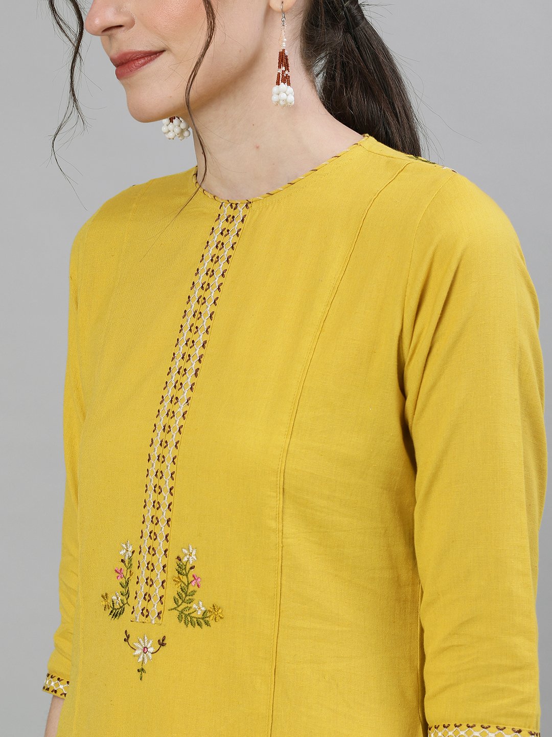 Mustard A-Line Kurta Set