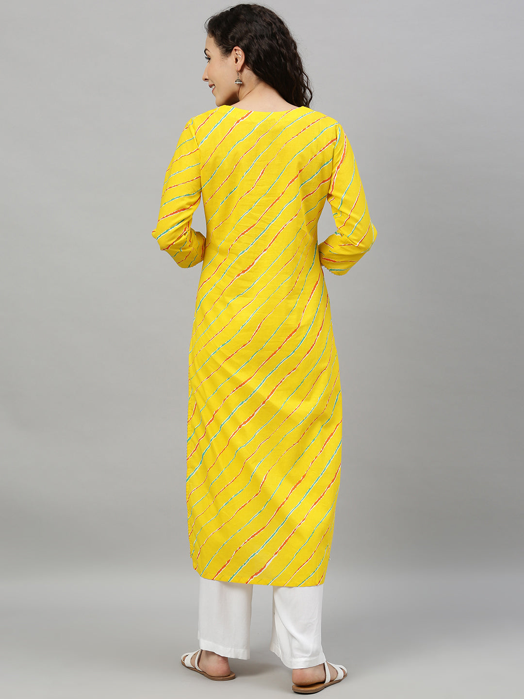 Yellow Leheriya Print Kurta