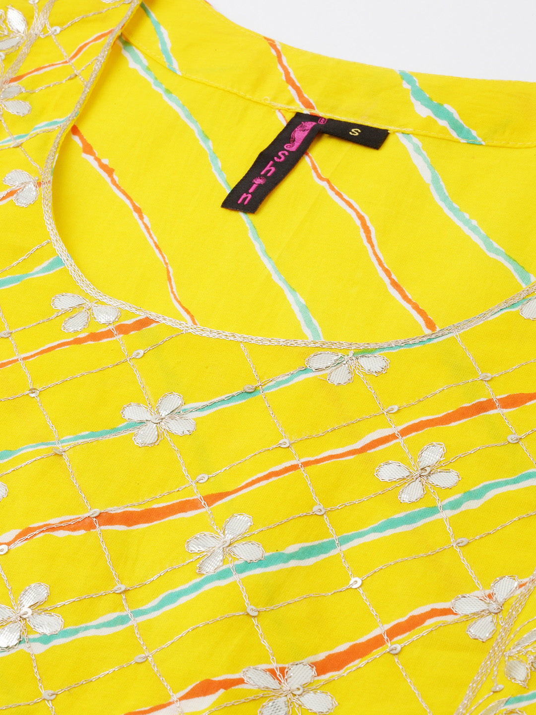 Yellow Leheriya Print Kurta